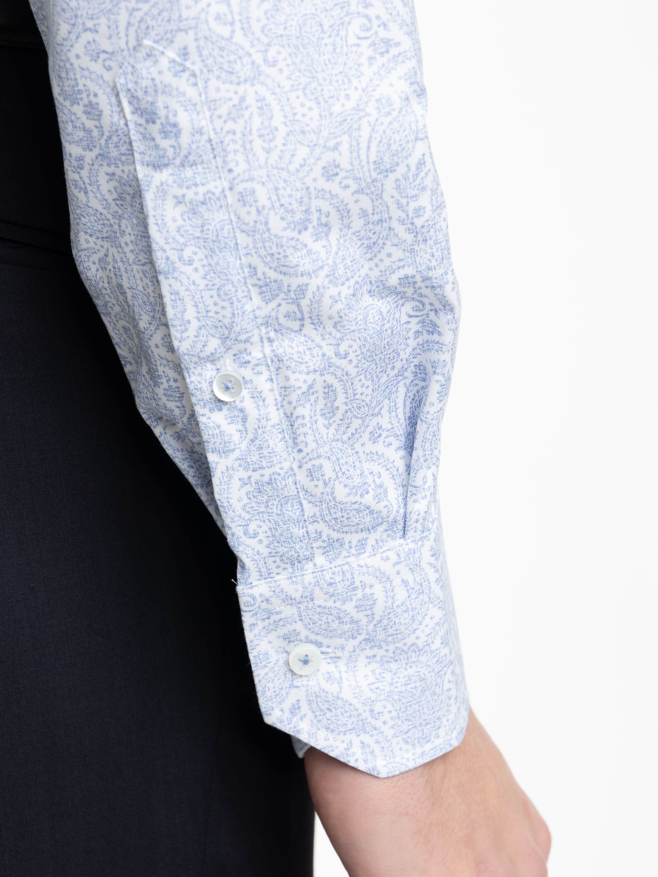 Light Blue Slimline Patterned Shirt