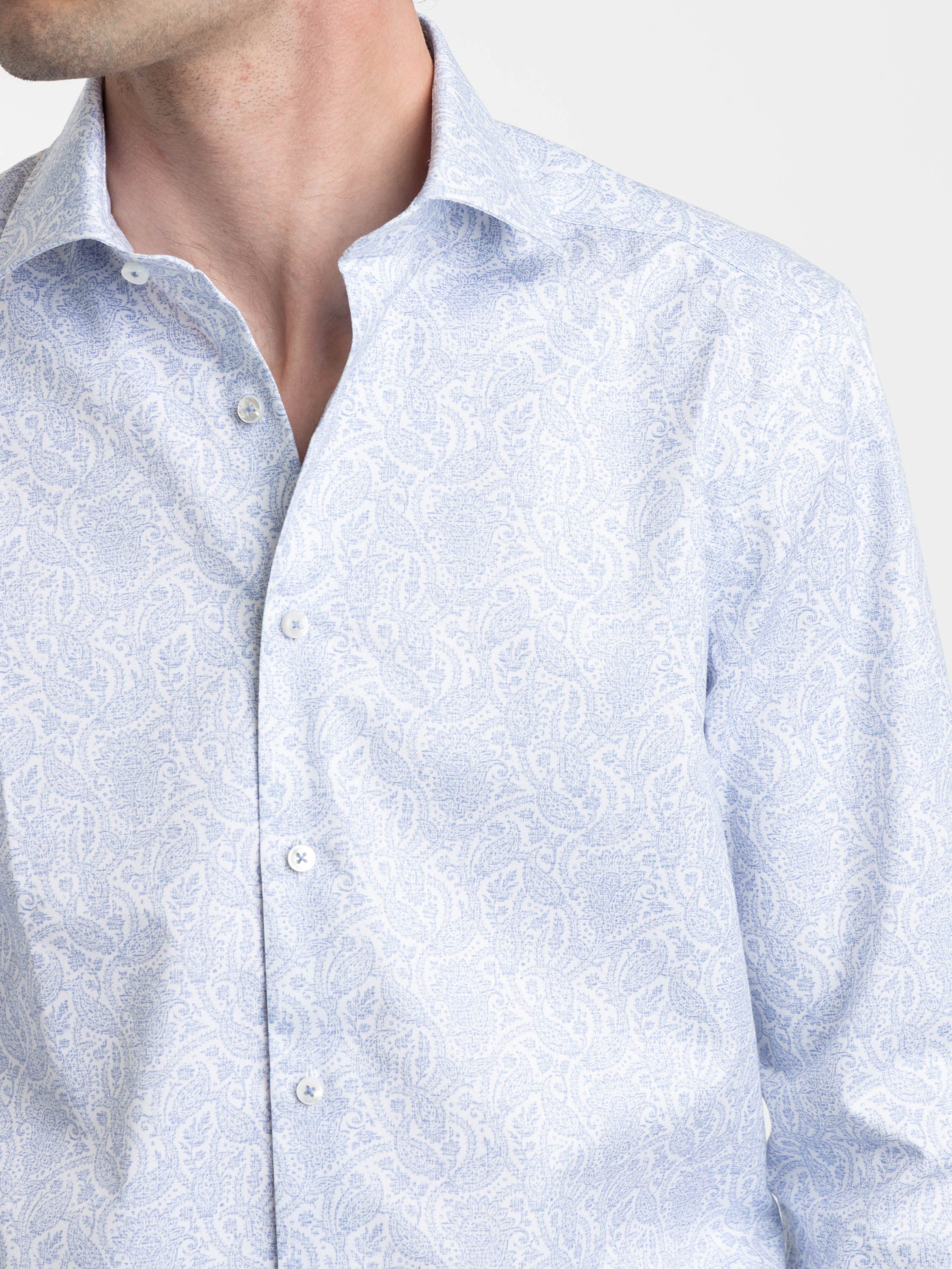Light Blue Slimline Patterned Shirt