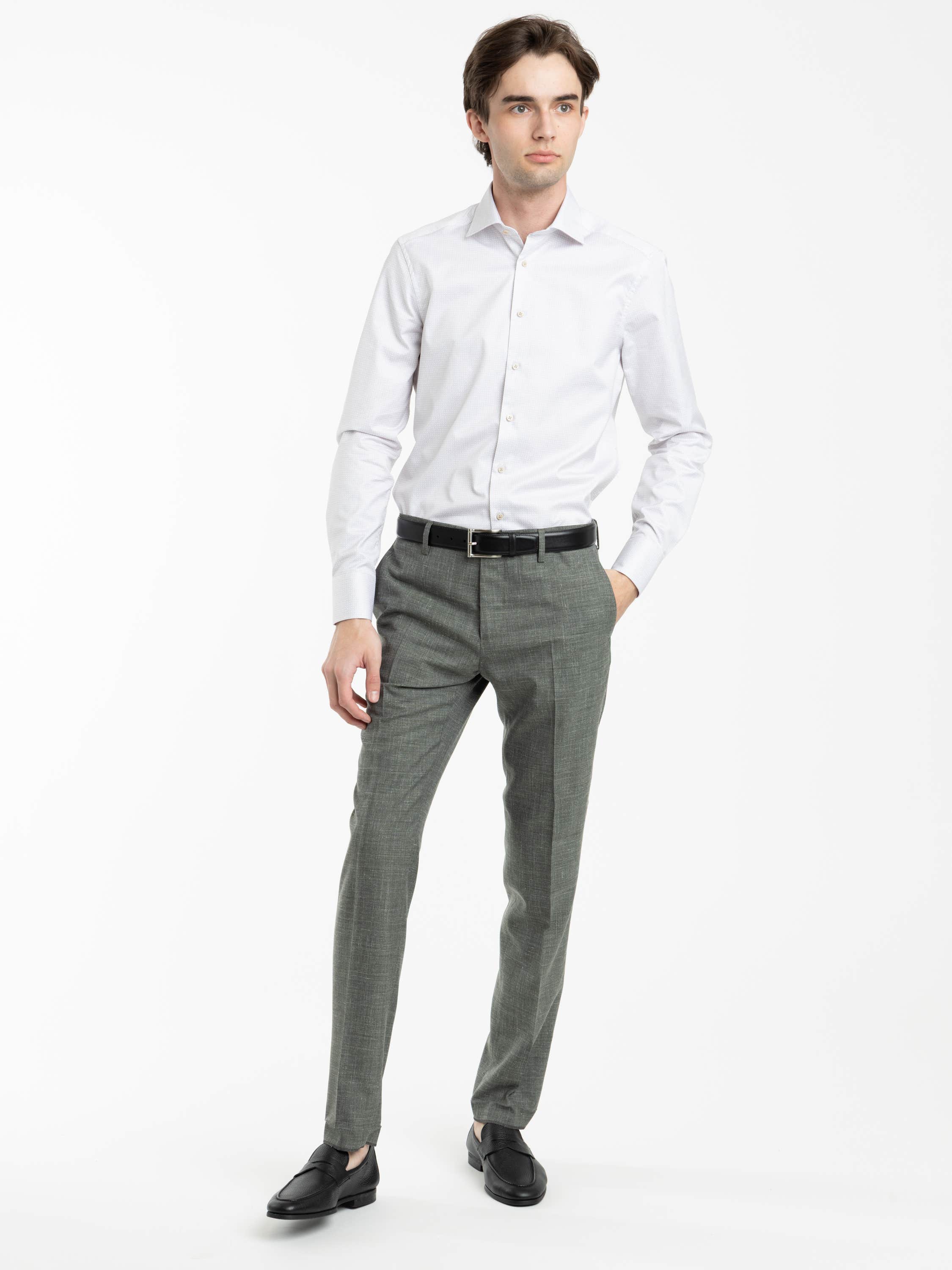 Light Blue Slimline Patterned Twill Shirt