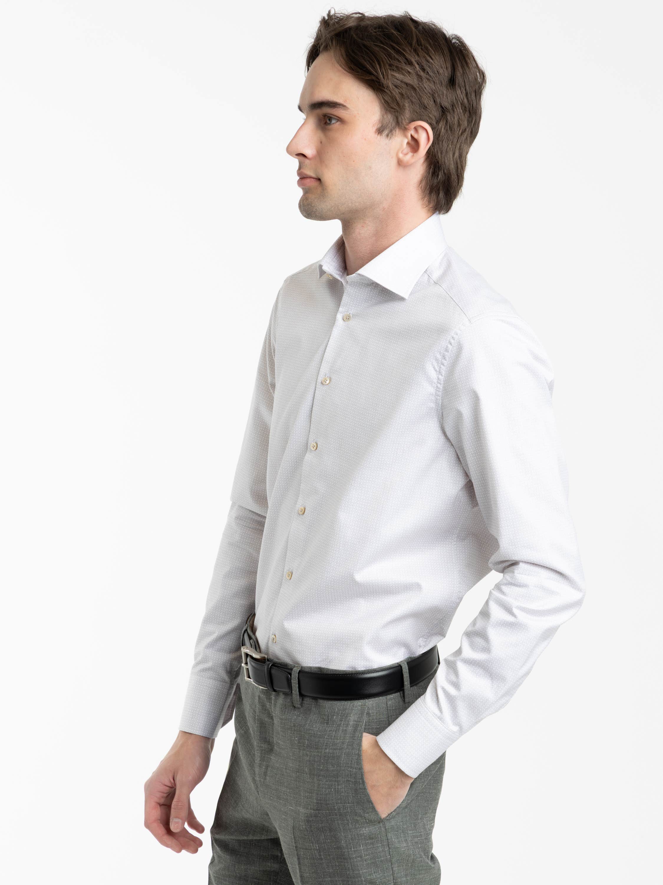 Light Blue Slimline Patterned Twill Shirt