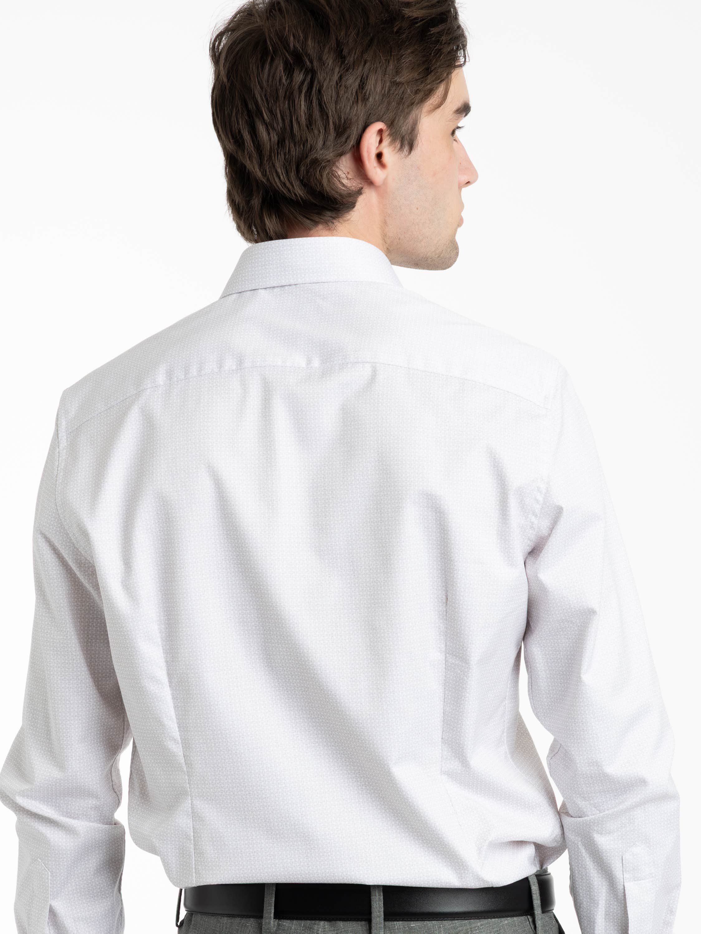 Light Blue Slimline Patterned Twill Shirt