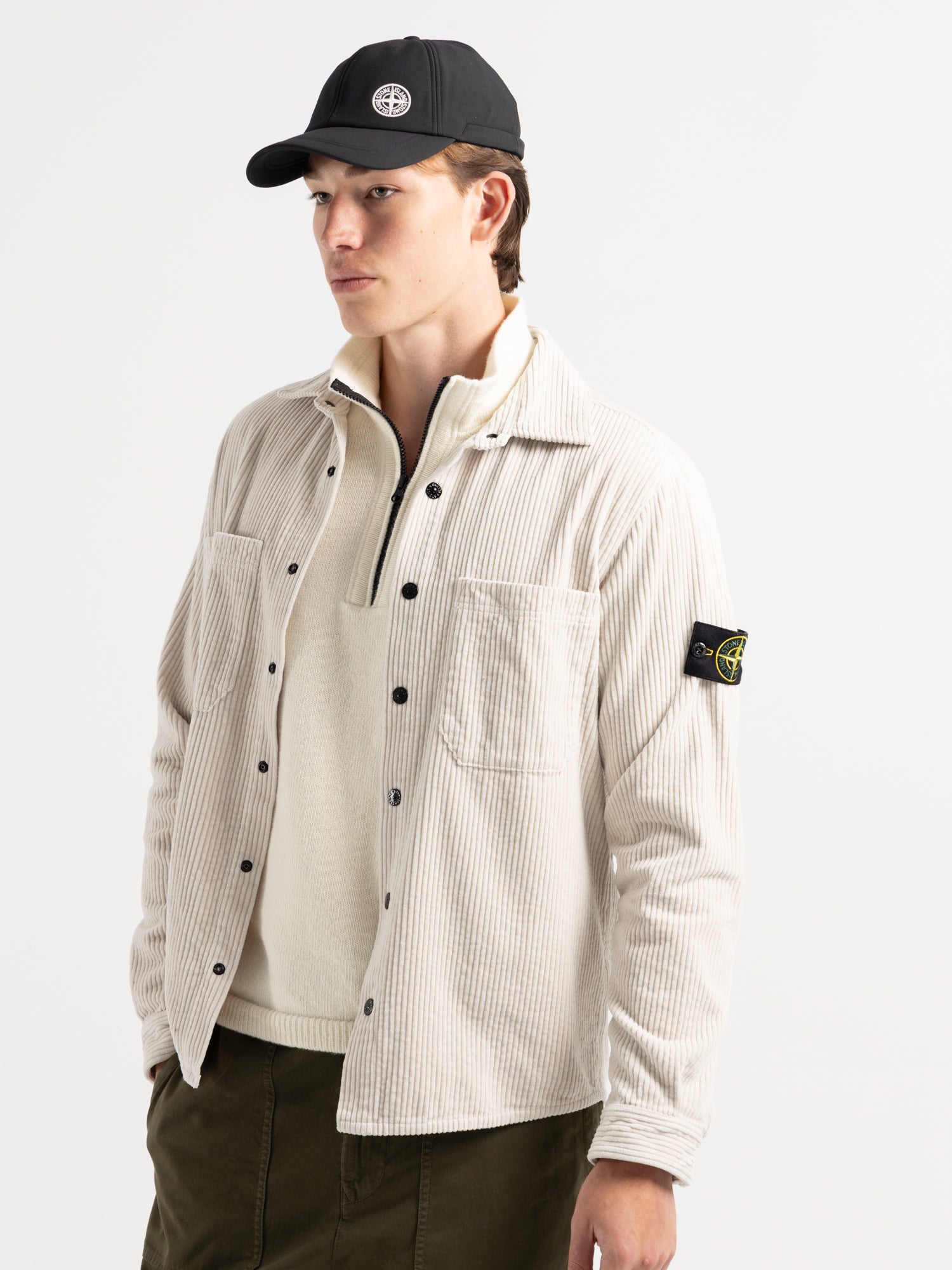 Garment-Dyed Cream Cotton Corduroy Overshirt – The Helm Clothing