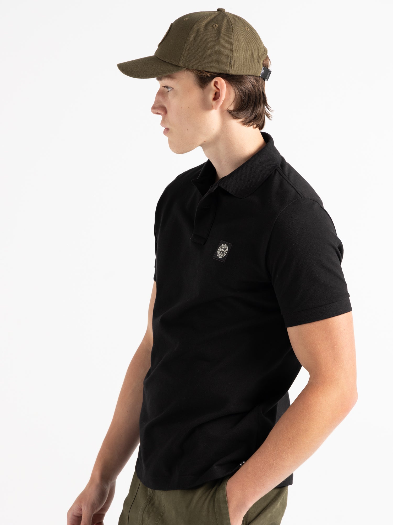 Black polo shirt and shorts hotsell