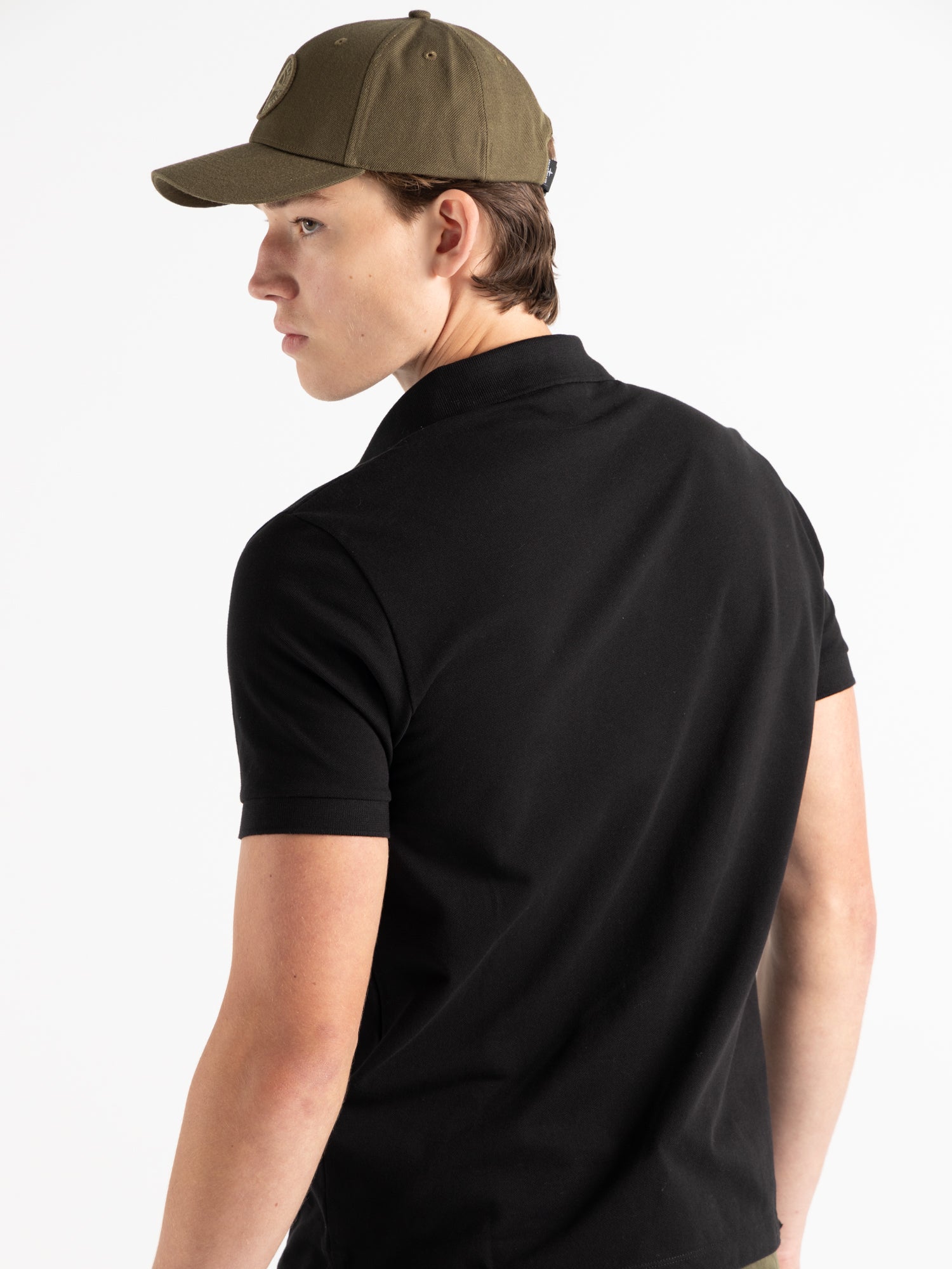 Black short sleeve polo best sale