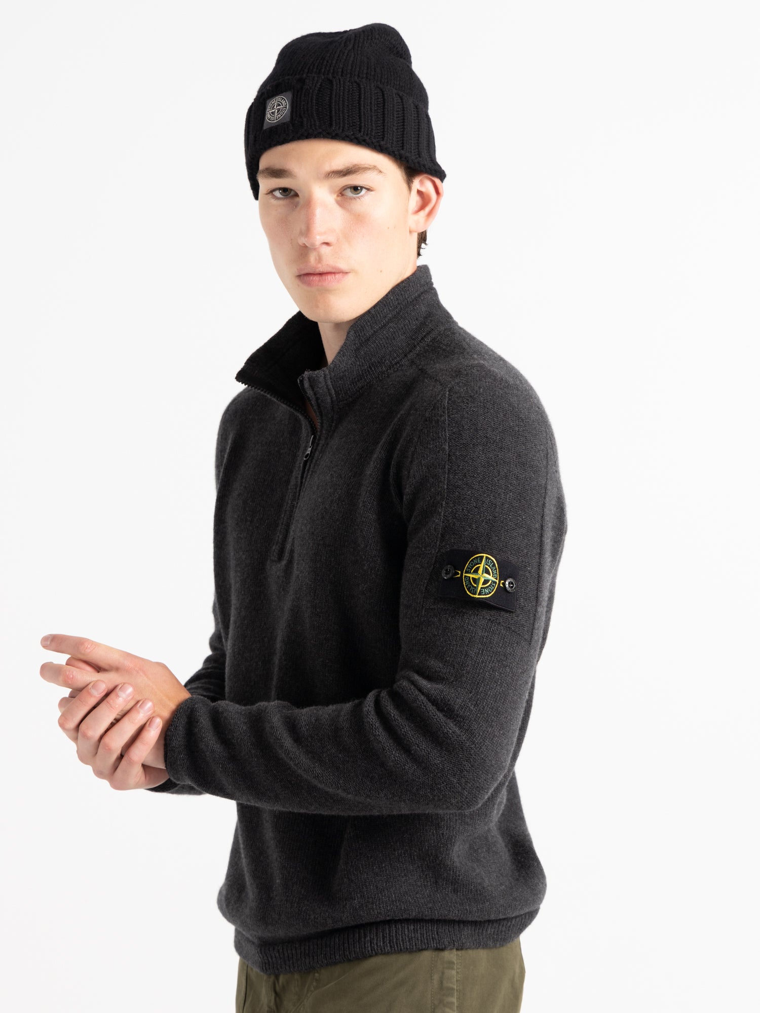 Grey Wool Blend Quarter-Zip Sweater – The Helm Clothing