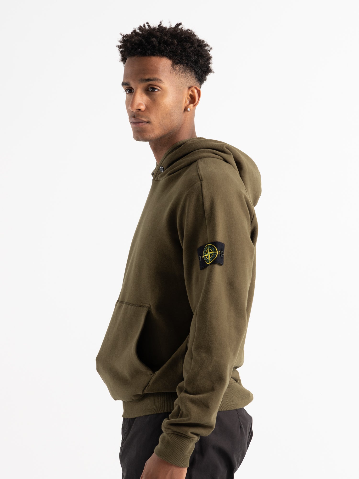 Green Stretch Cotton Fleece Hoodie The Helm Clothing