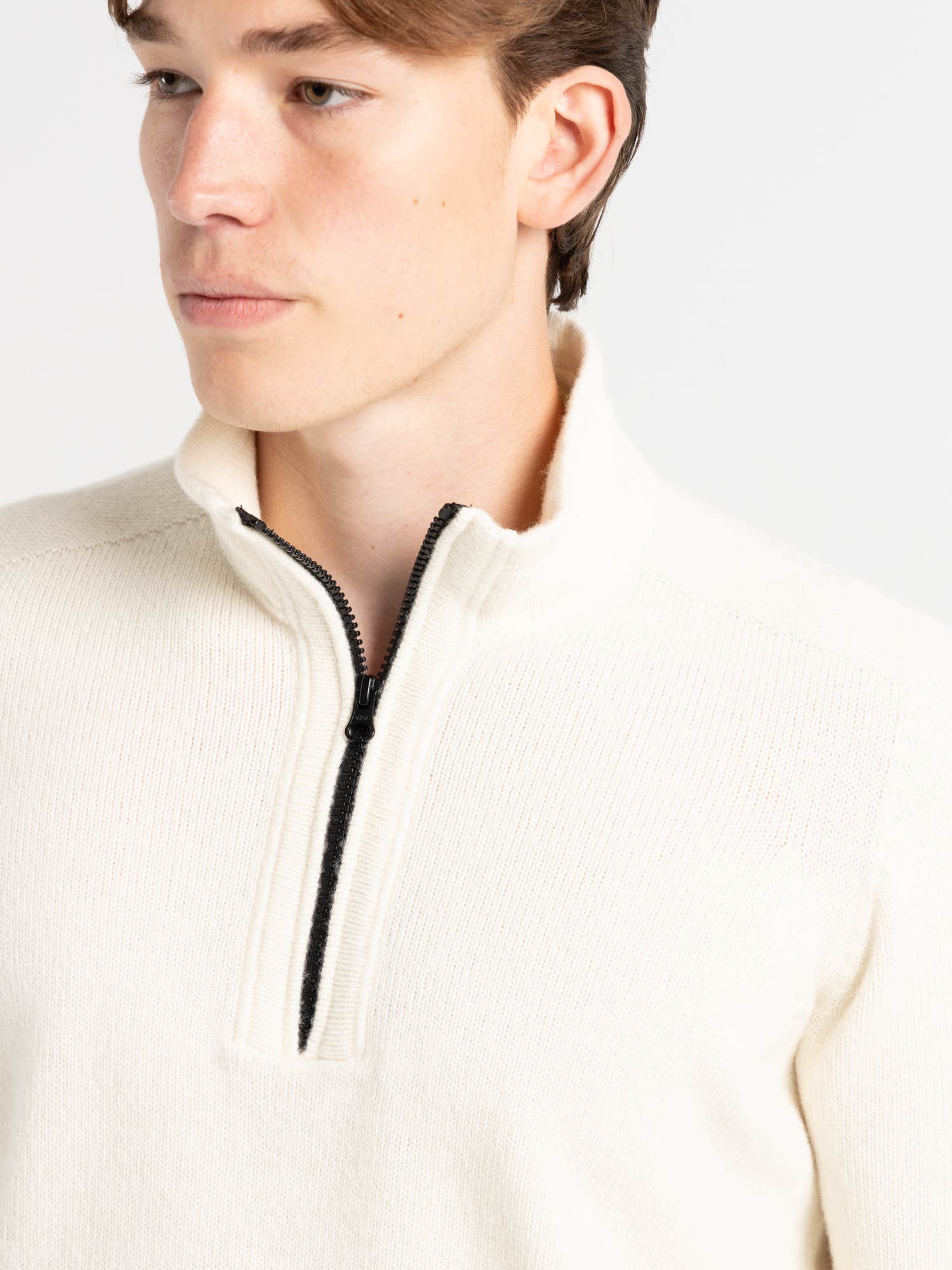 White Wool Blend Quarter-Zip Sweater – The Helm Clothing