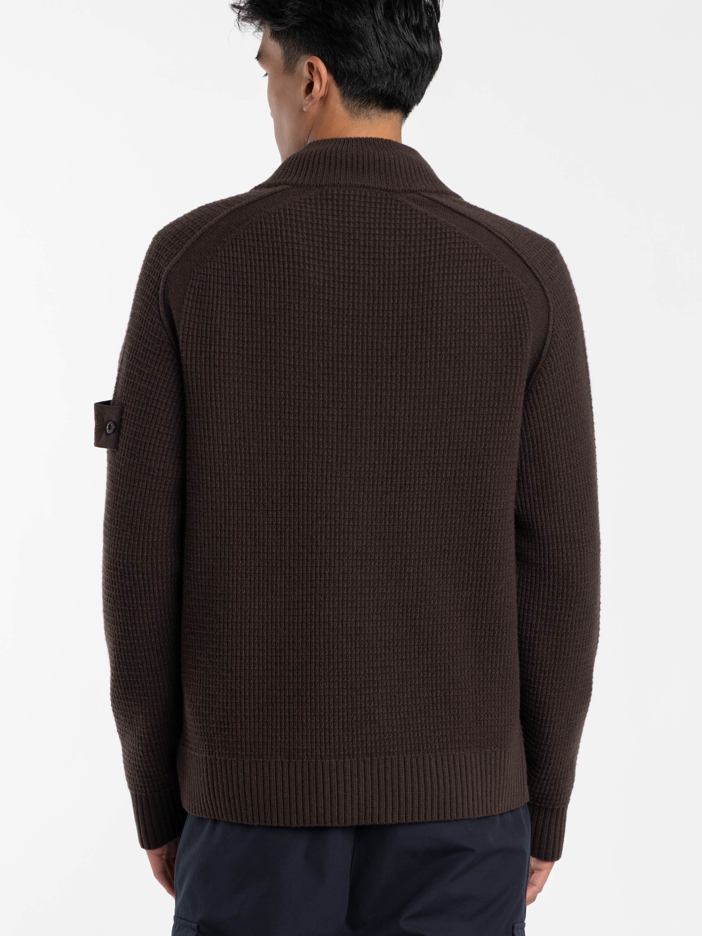 Brown Zip Up Wool Ghost Sweater
