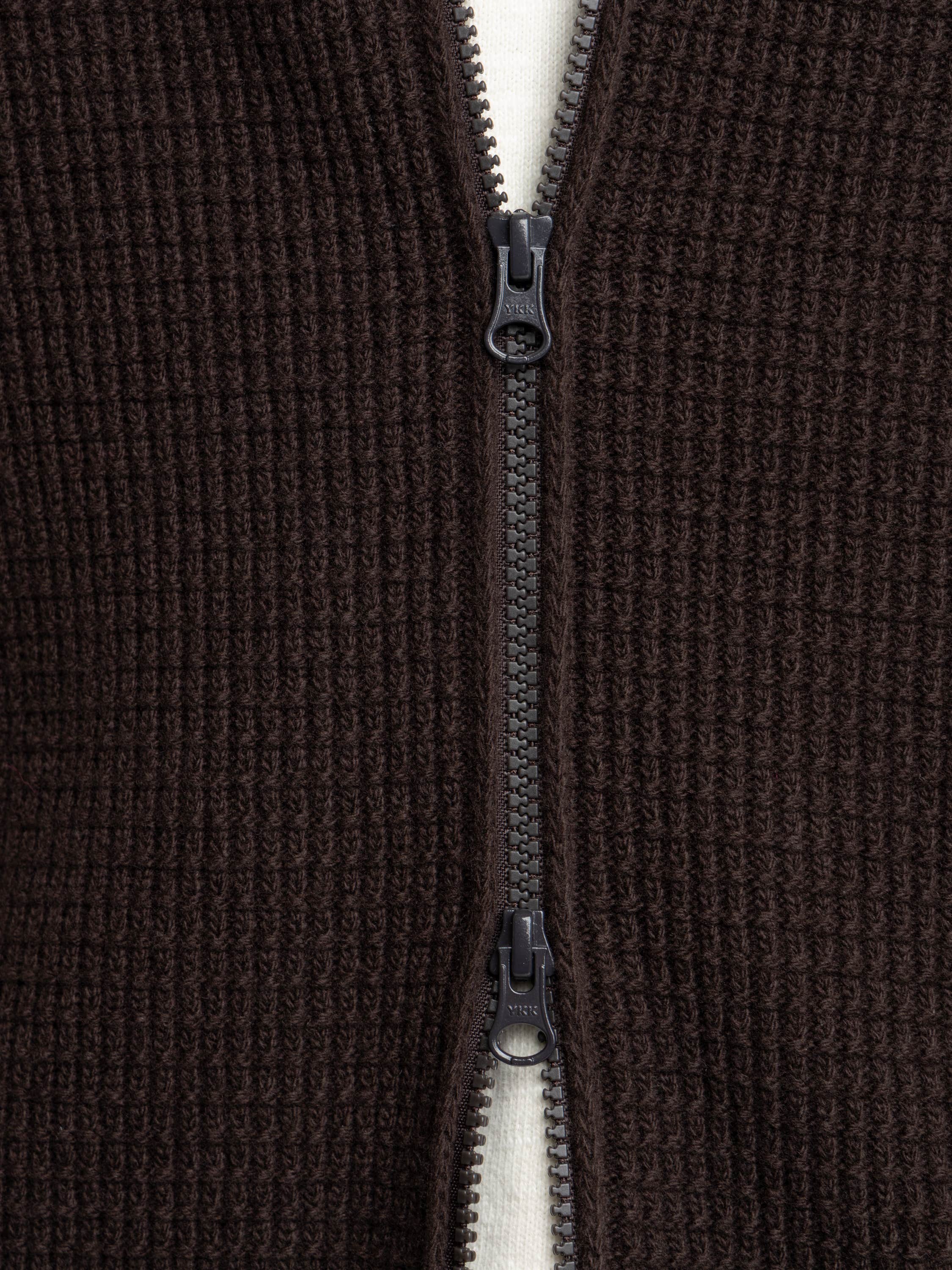 Brown Zip Up Wool Ghost Sweater