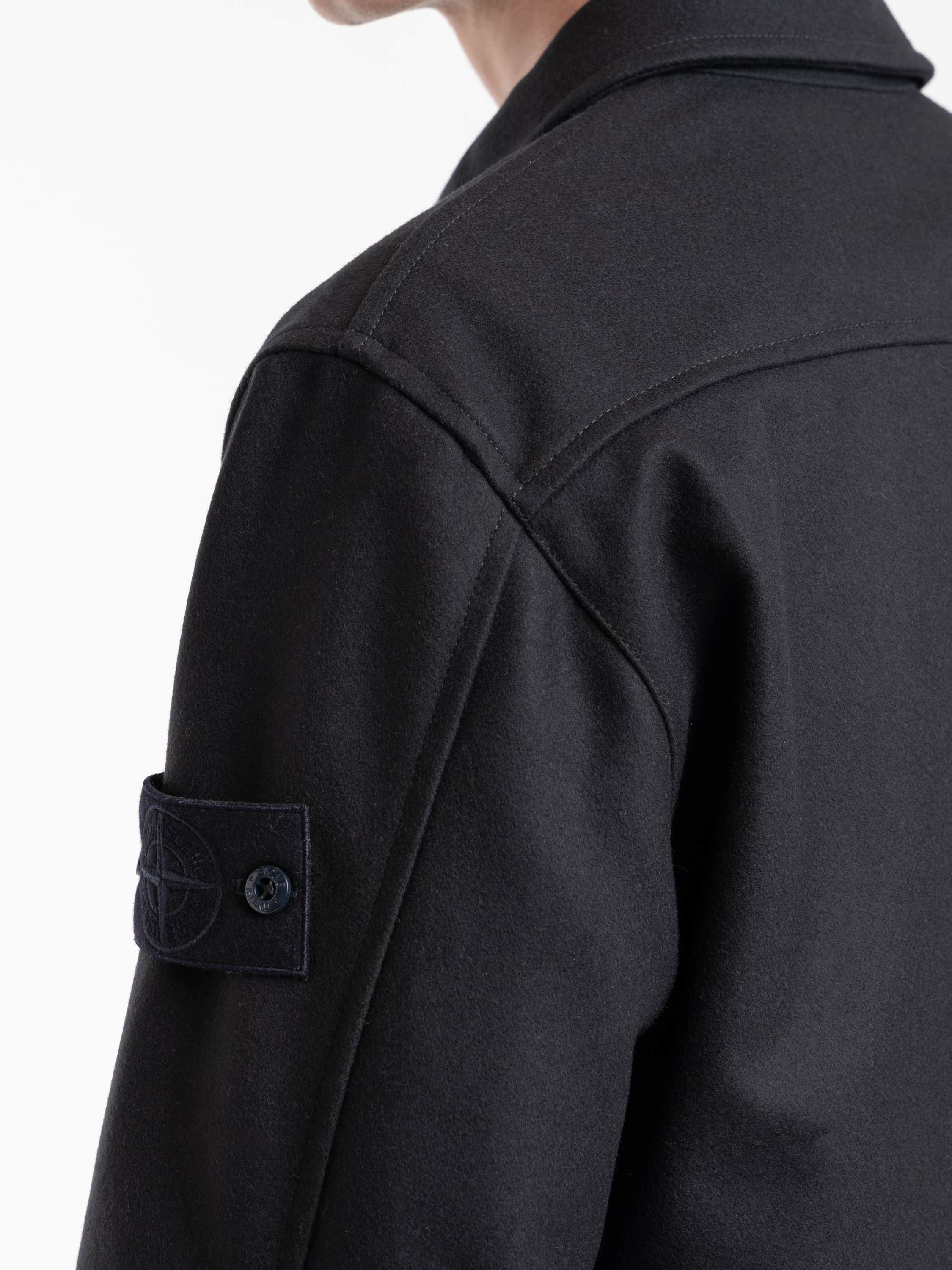 Navy Wool-Nylon Ghost Flannel Overshirt