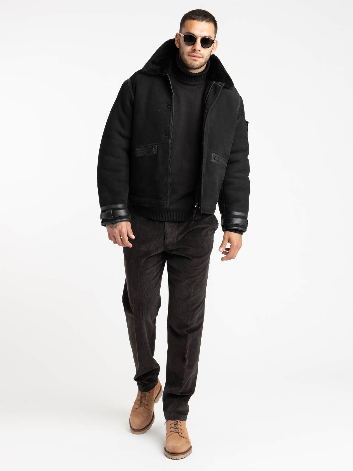 Black Ghost Suede Shearling Jacket