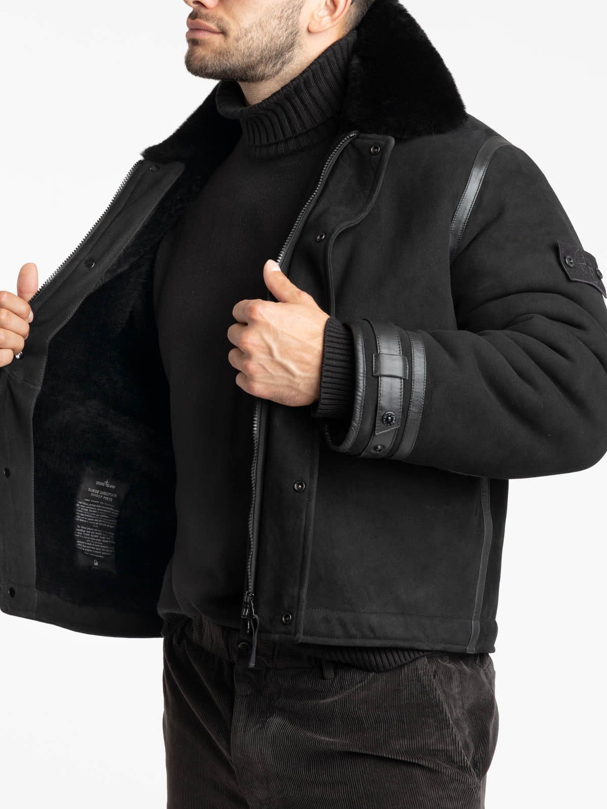 Black Ghost Suede Shearling Jacket