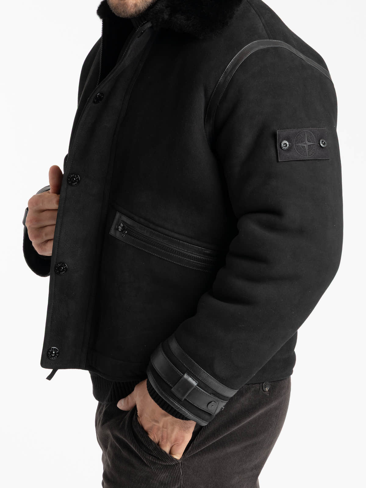 Black Ghost Suede Shearling Jacket