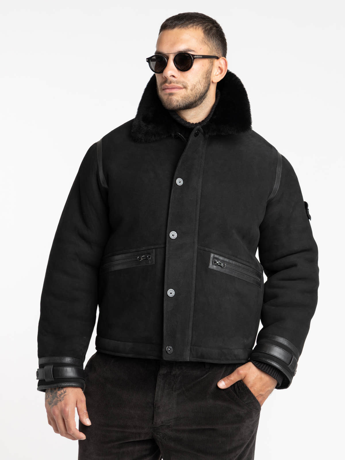 Black Ghost Suede Shearling Jacket