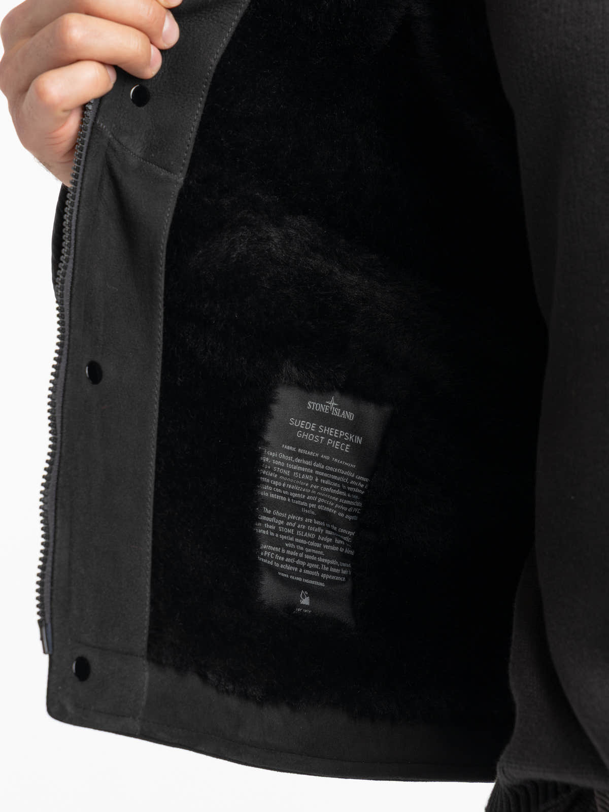 Black Ghost Suede Shearling Jacket