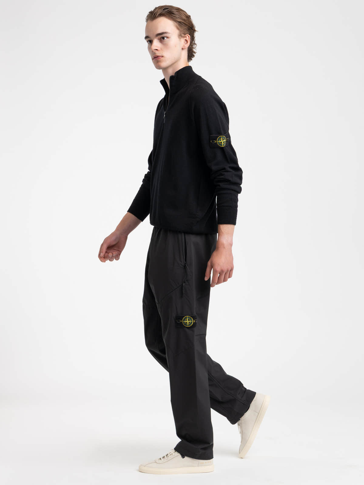 Black Organic Cotton Fleece Quarter-Zip Sweatshirt