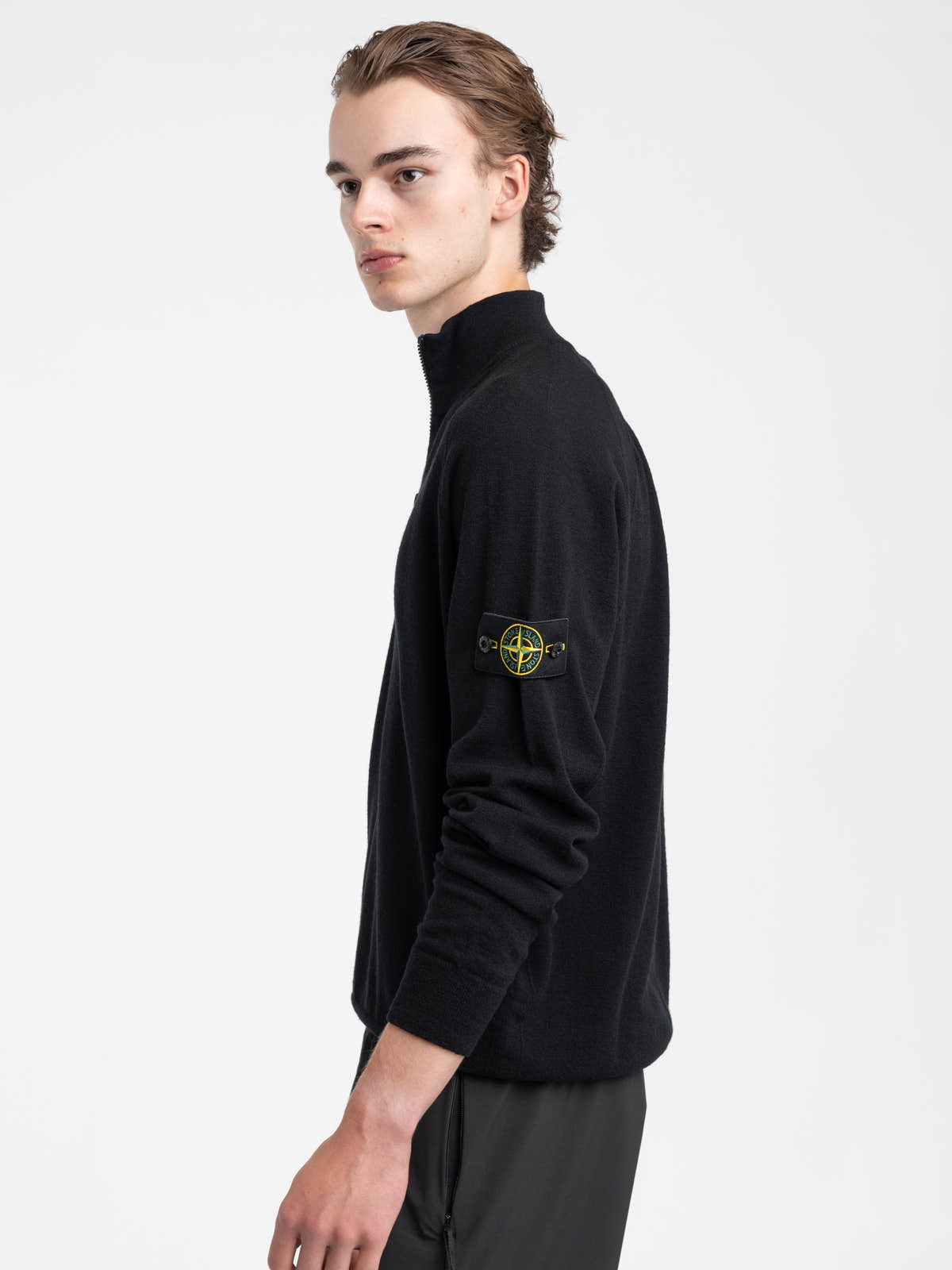 Black Organic Cotton Fleece Quarter-Zip Sweatshirt