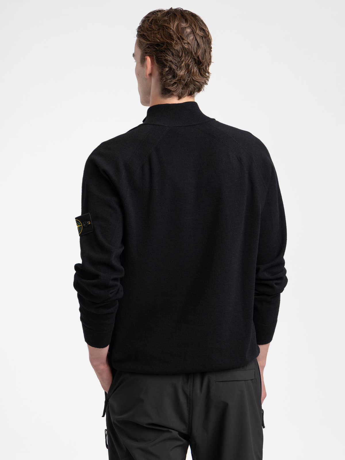 Black Organic Cotton Fleece Quarter-Zip Sweatshirt