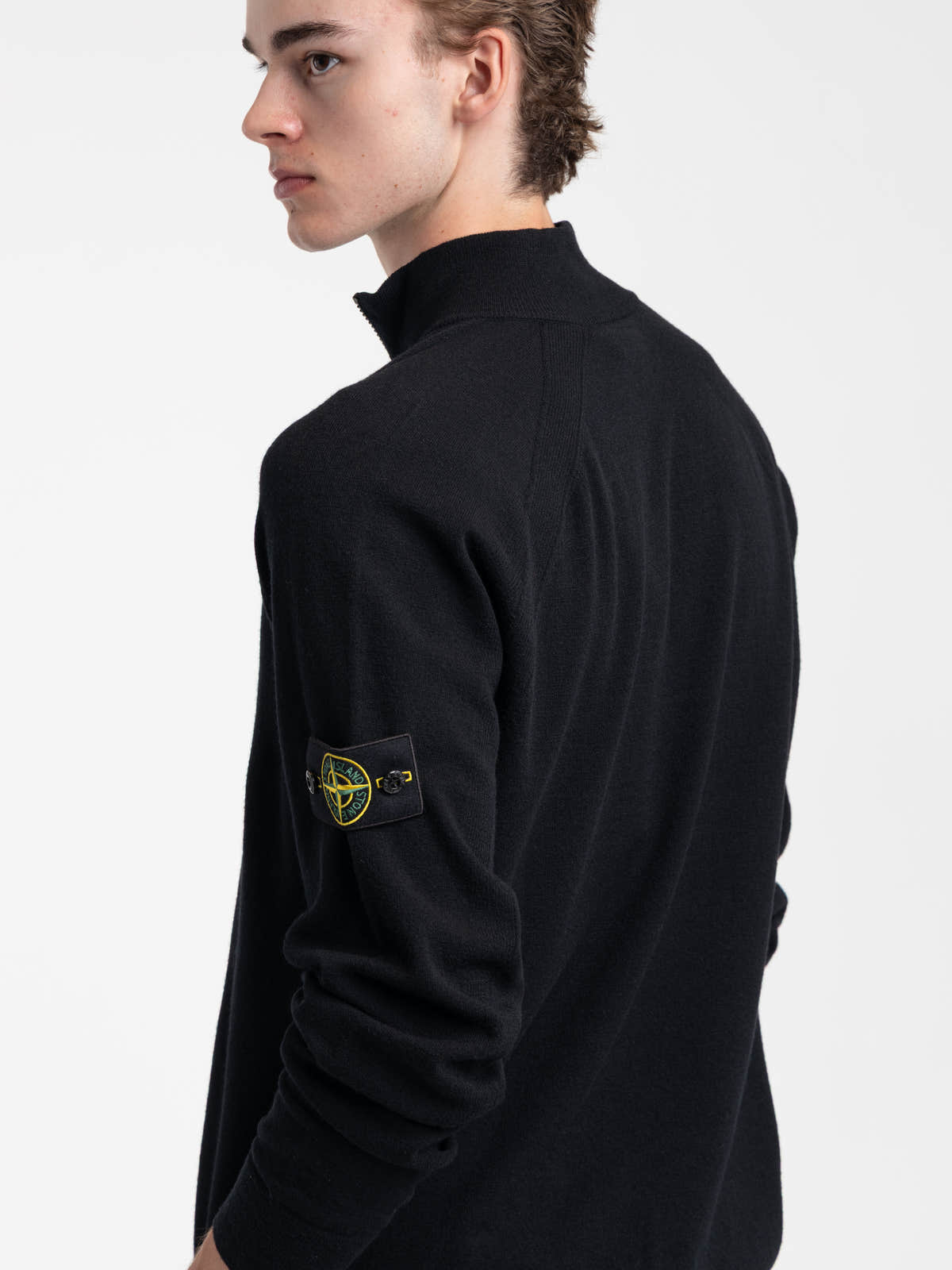 Black Organic Cotton Fleece Quarter-Zip Sweatshirt
