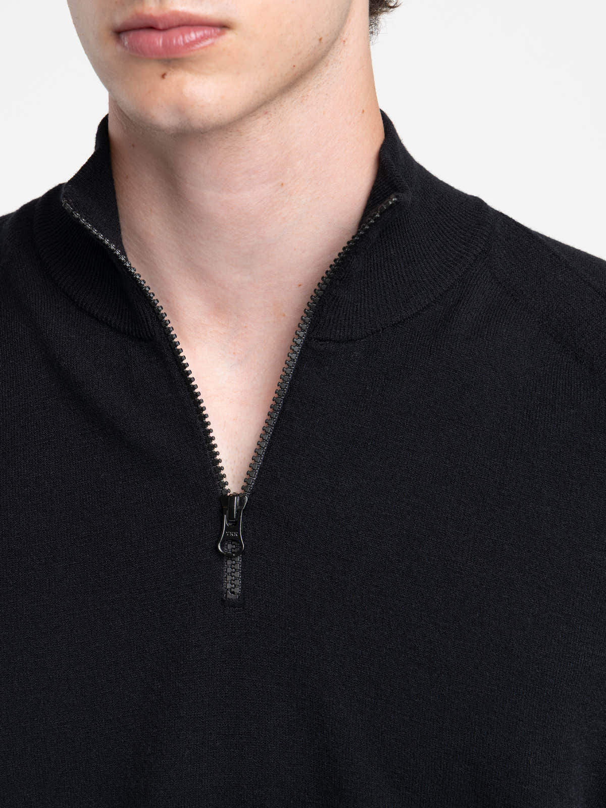 Black Organic Cotton Fleece Quarter-Zip Sweatshirt