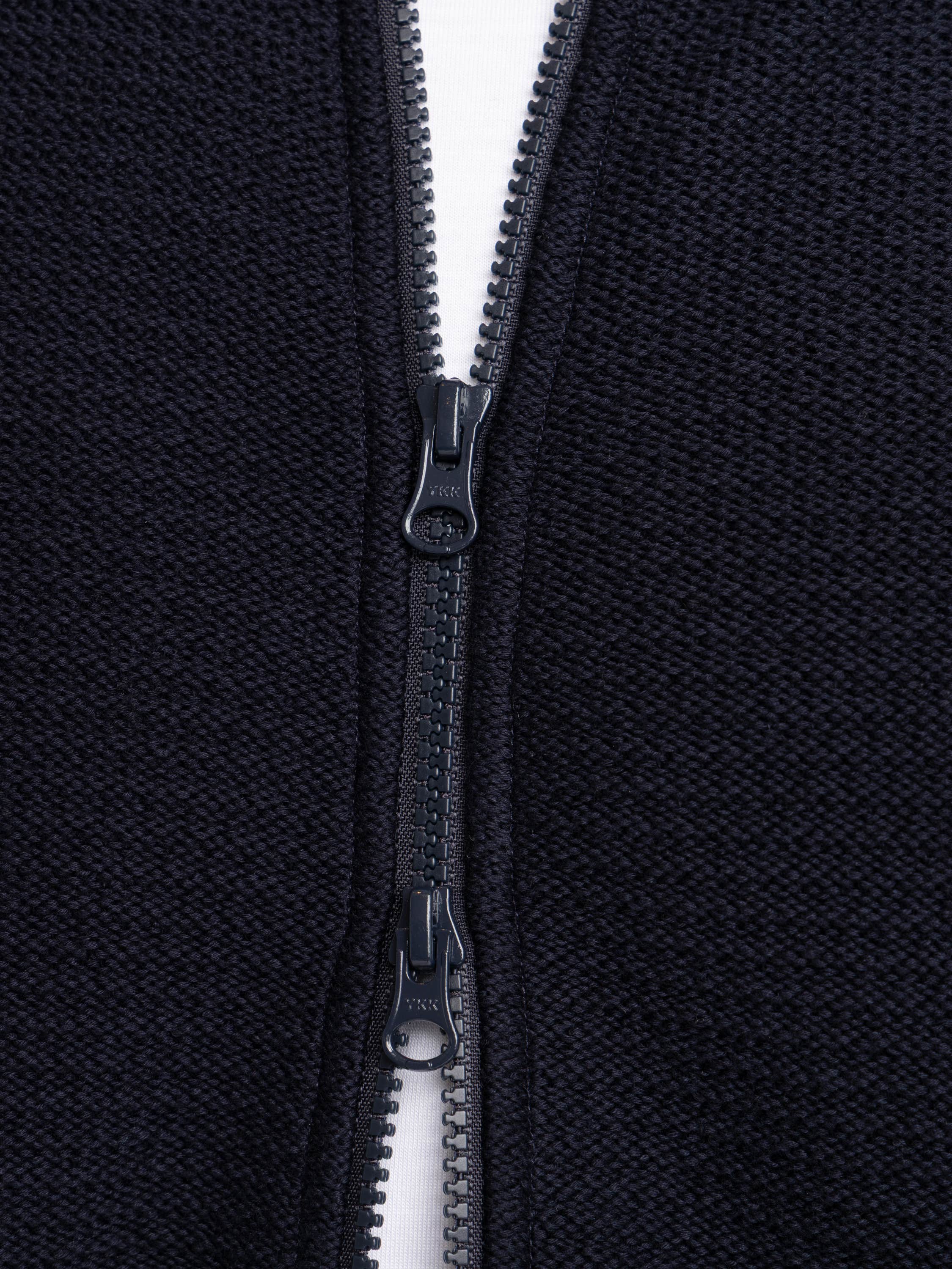 Navy Blue Ribbed Soft Organic Cotton Zip-Up Sweater