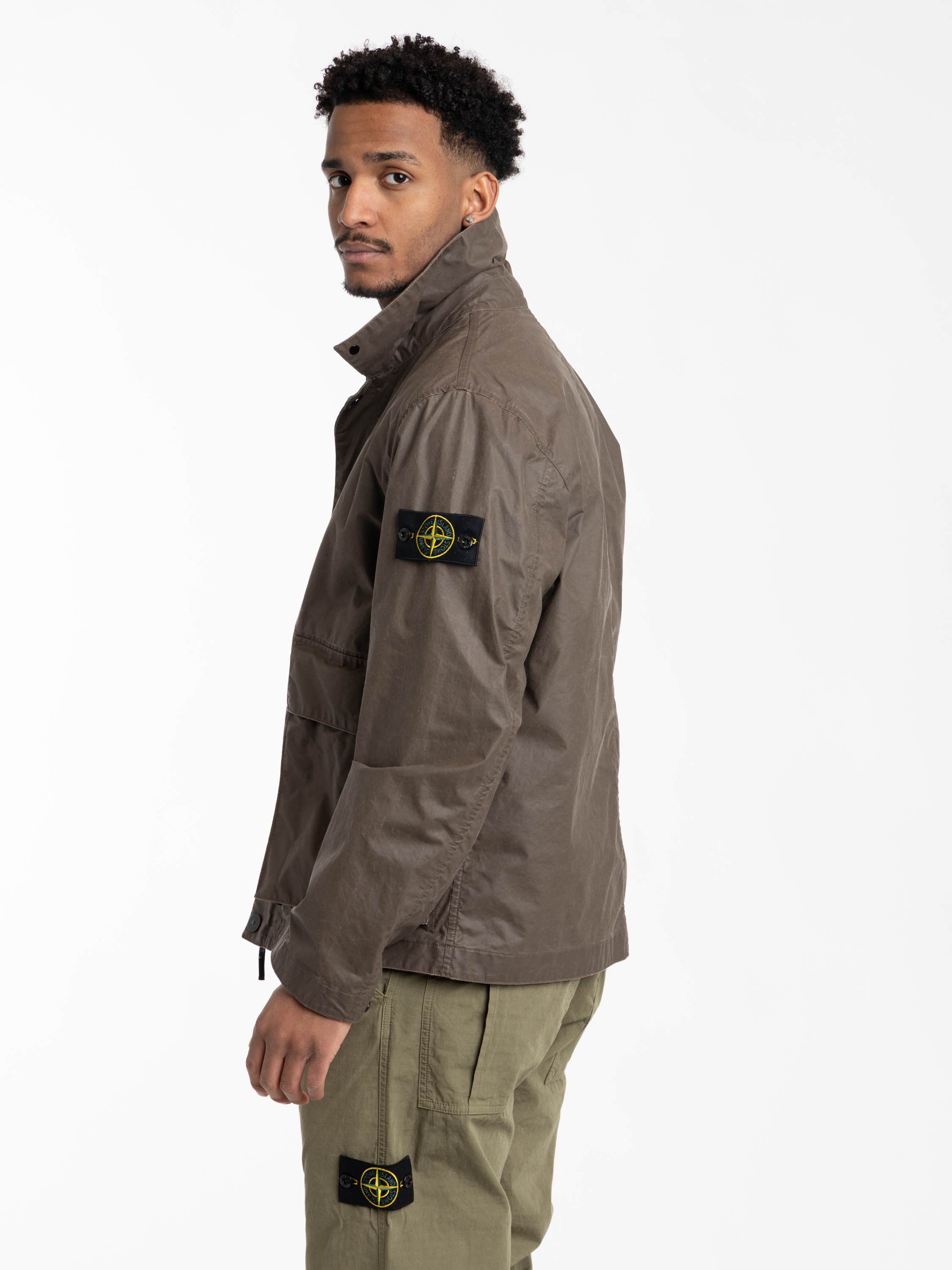 Brown Waxed Pigment Cotton Tela Coach Jacket