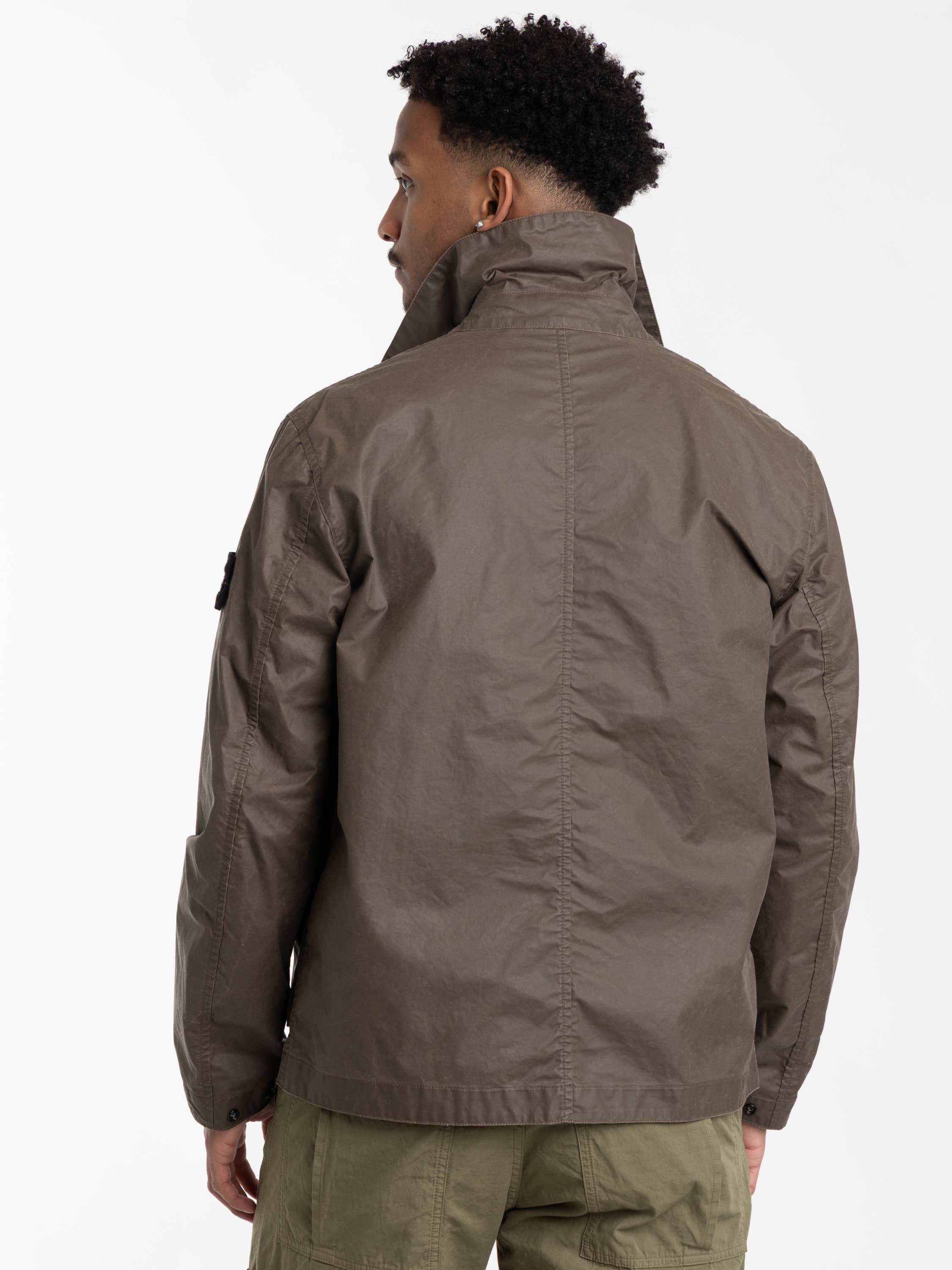 Brown Waxed Pigment Cotton Tela Coach Jacket