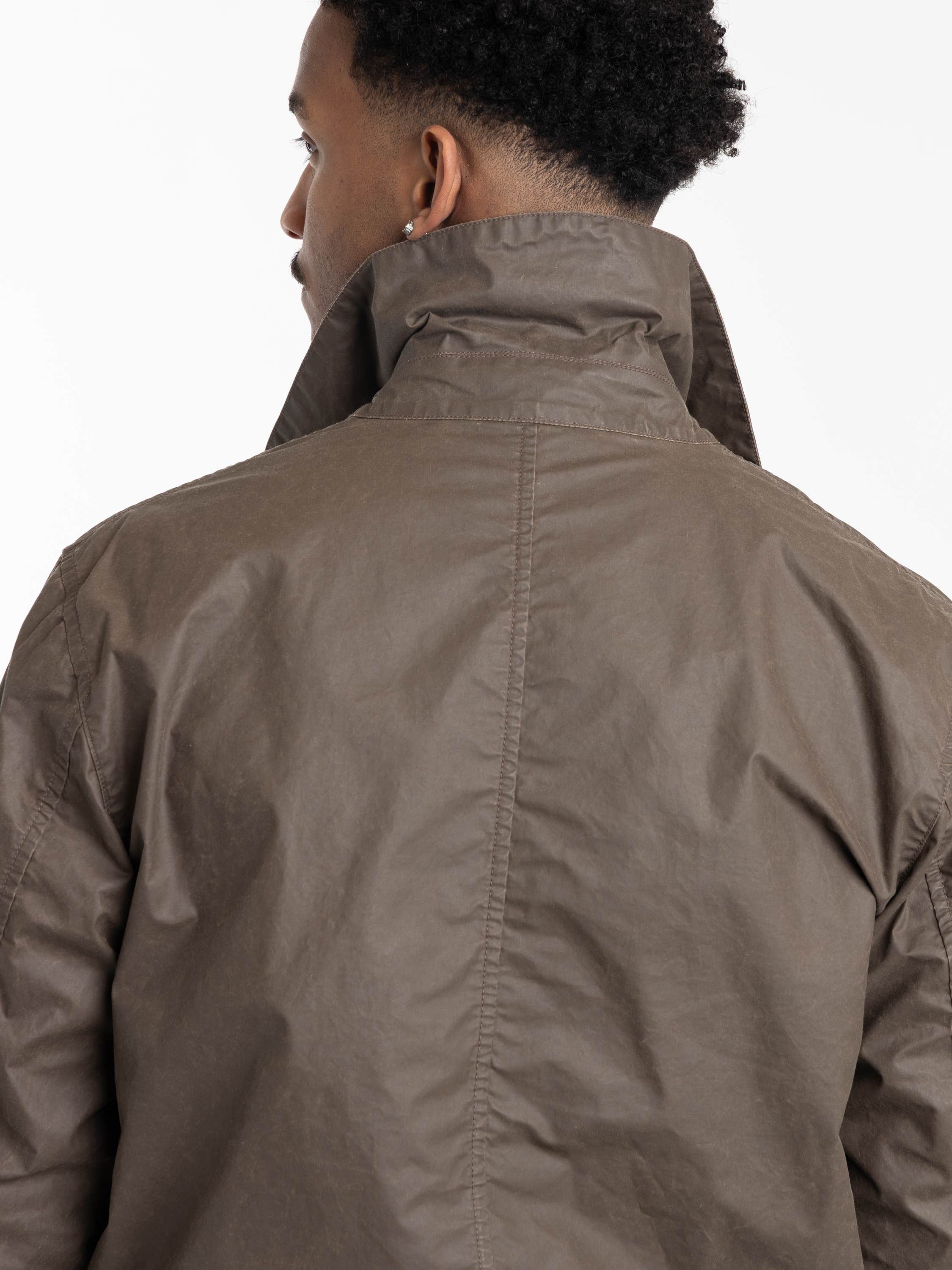 Brown Waxed Pigment Cotton Tela Coach Jacket