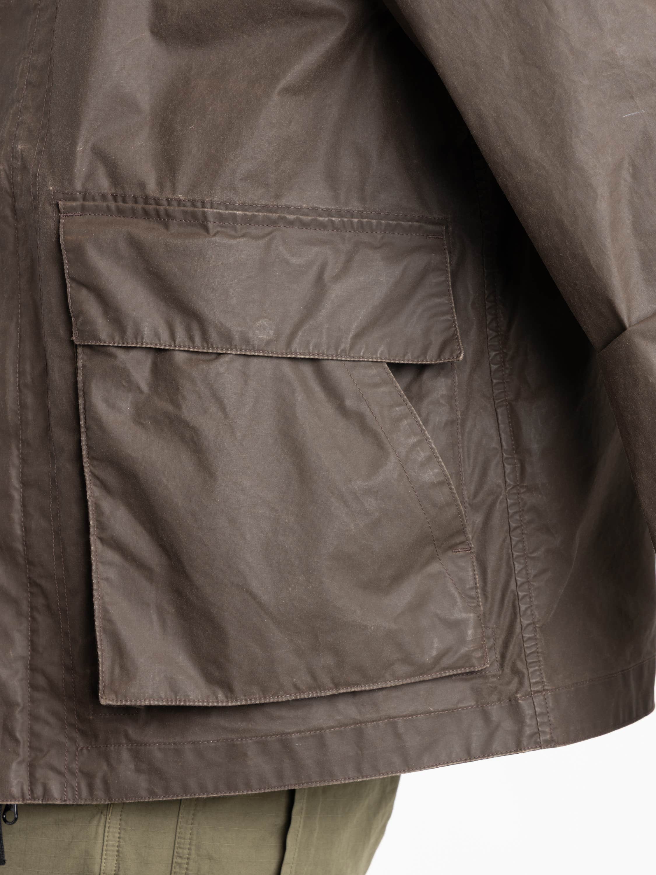 Brown Waxed Pigment Cotton Tela Coach Jacket