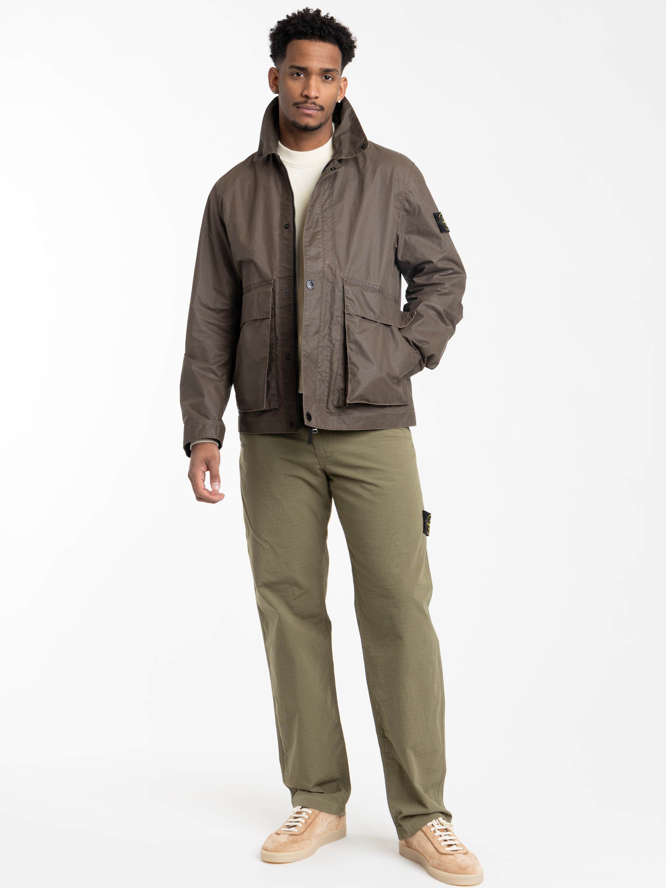 Brown Waxed Pigment Cotton Tela Coach Jacket