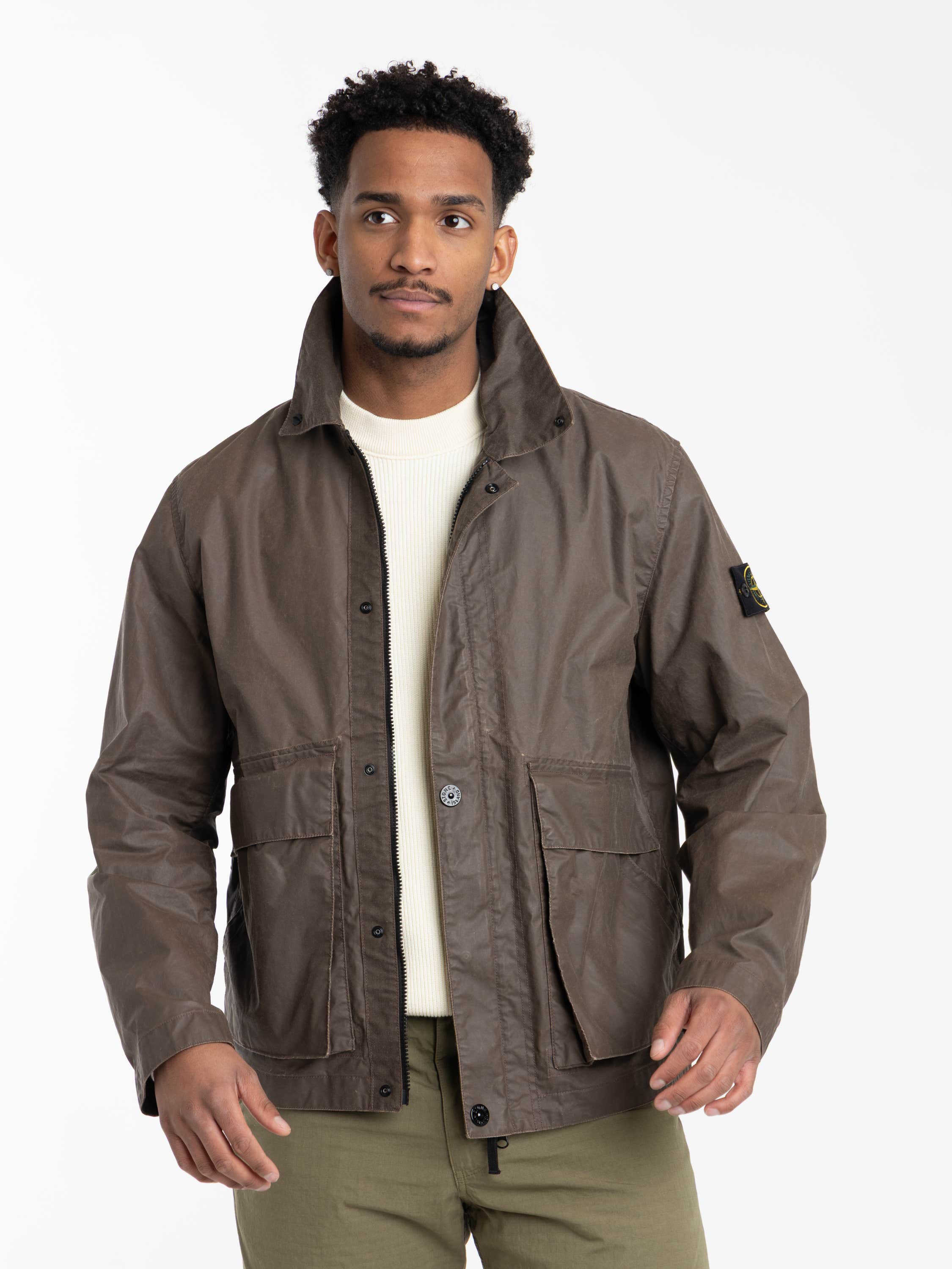 Brown Waxed Pigment Cotton Tela Coach Jacket