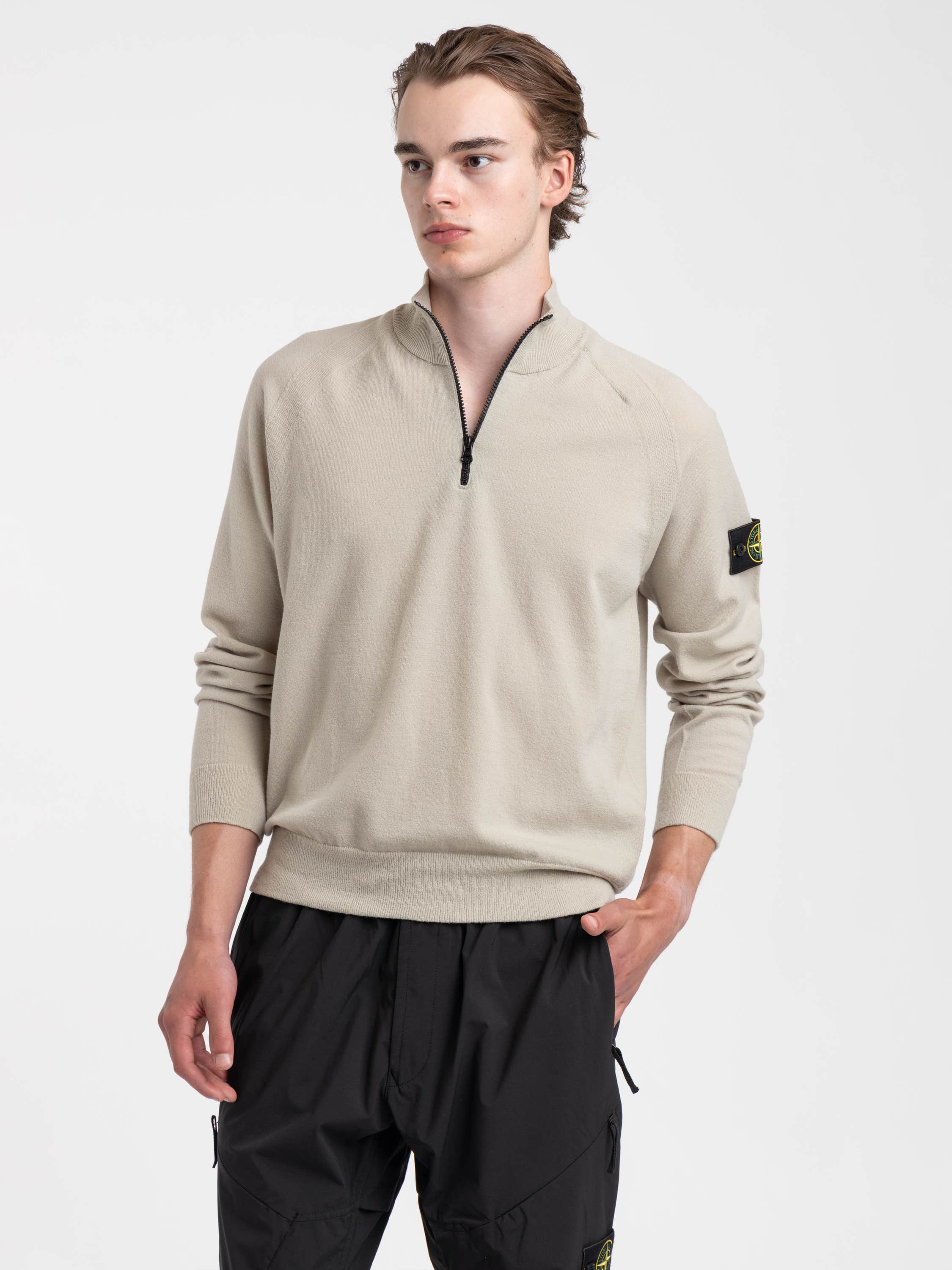Coal Gray Organic Cotton Fleece Quarter-Zip Sweatshirt