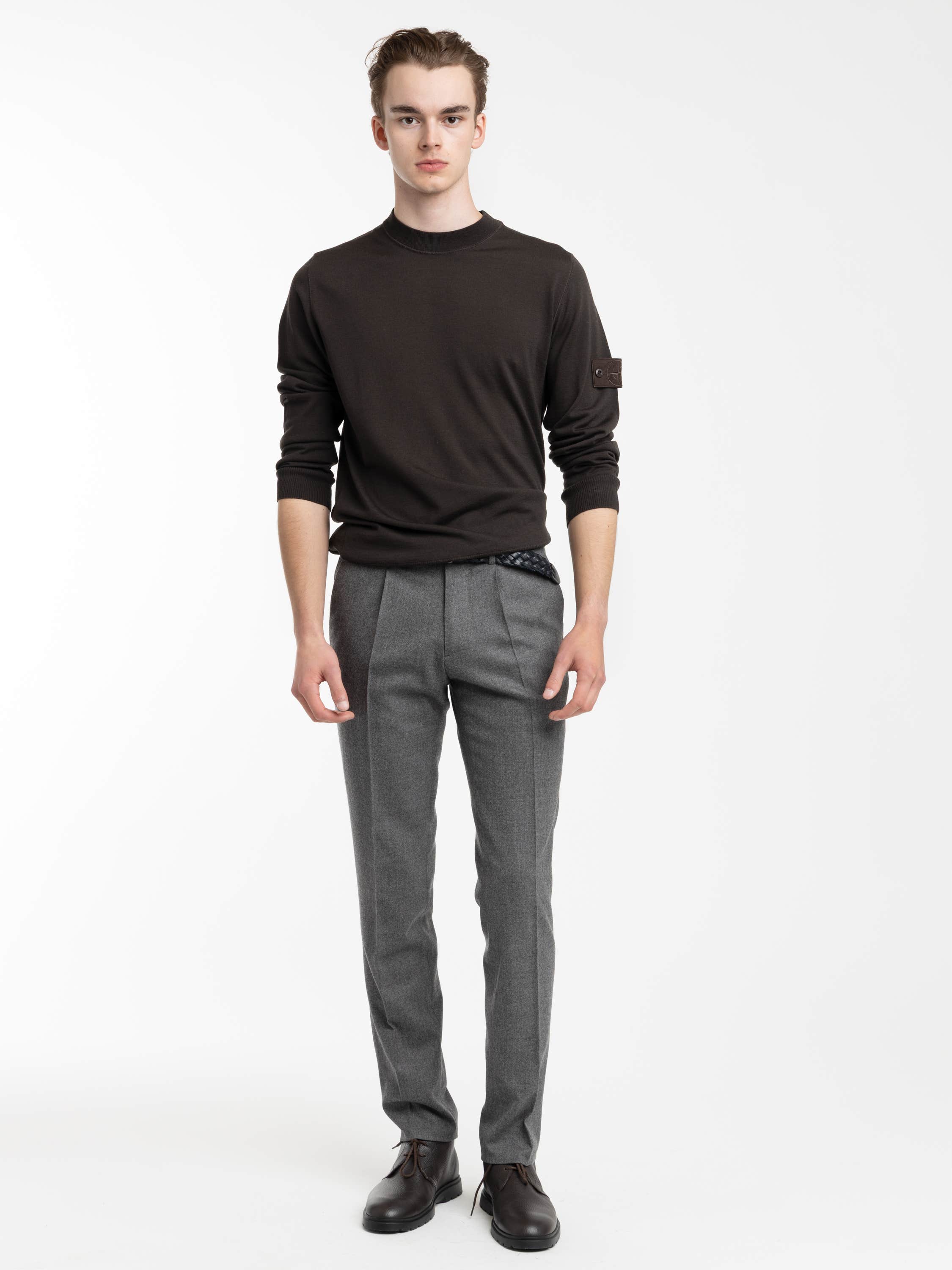 Dark Brown Pure Light RWS Wool Ghost Polo Jumper