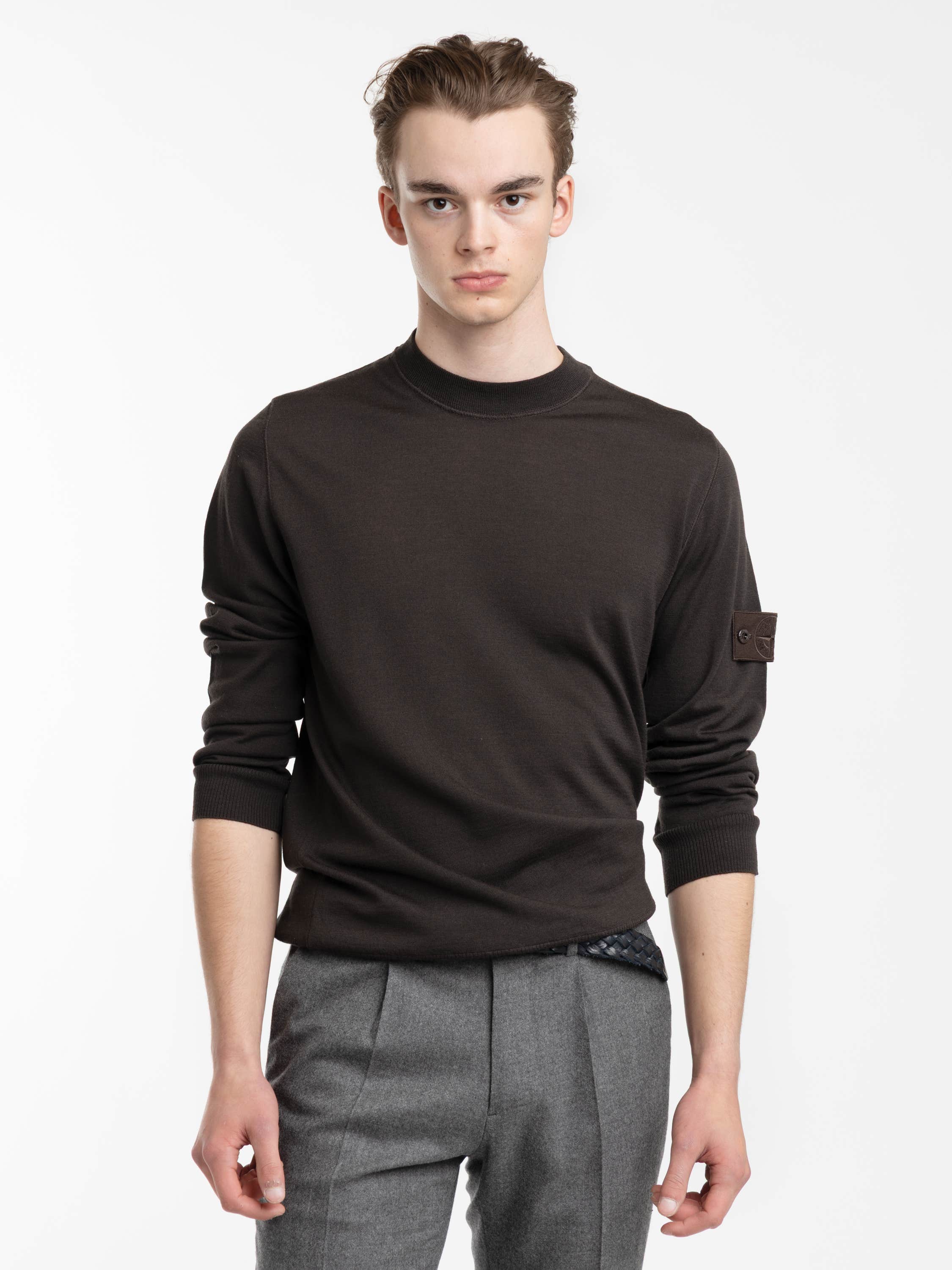 Dark Brown Pure Light RWS Wool Ghost Polo Jumper