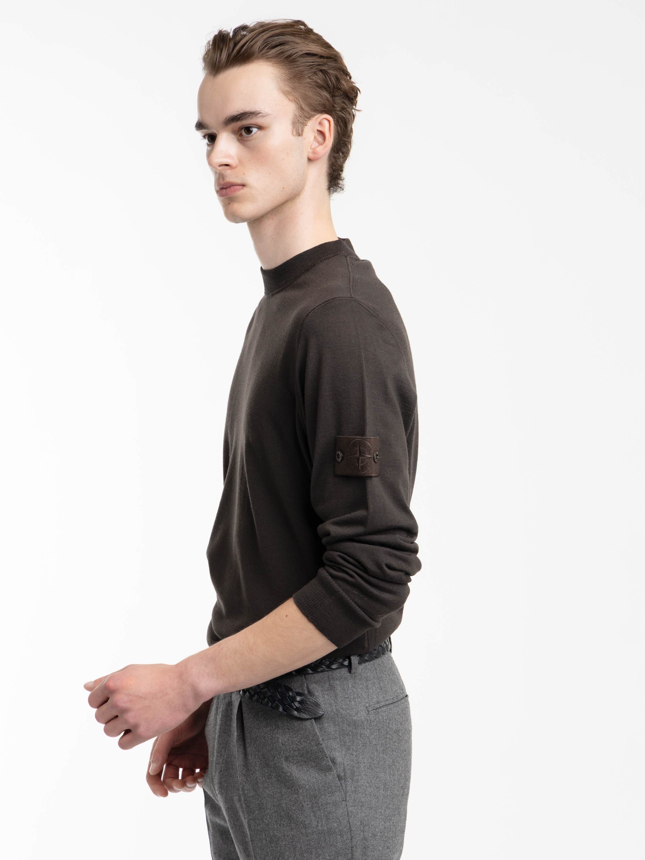 Dark Brown Pure Light RWS Wool Ghost Polo Jumper
