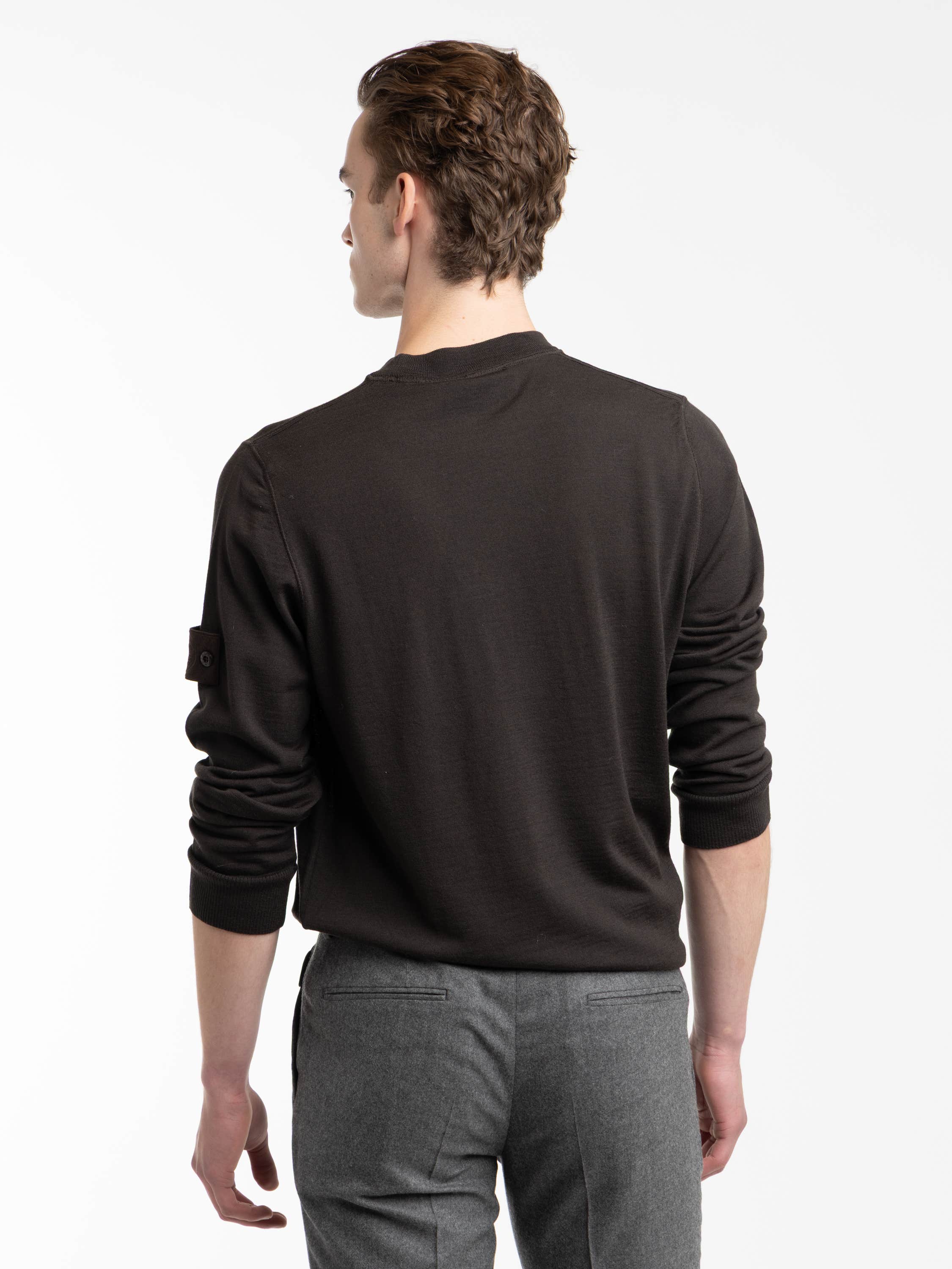 Dark Brown Pure Light RWS Wool Ghost Polo Jumper