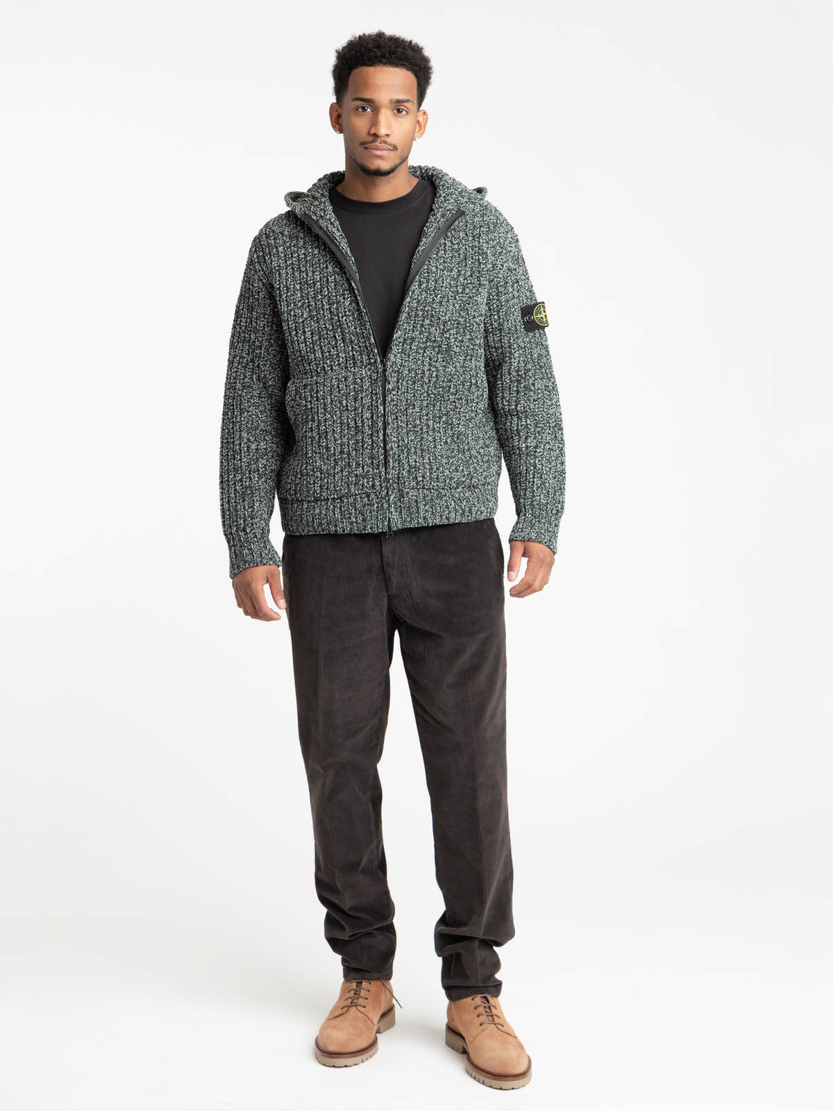 Forest Green Logo-Patch Zip-Up Hoodie