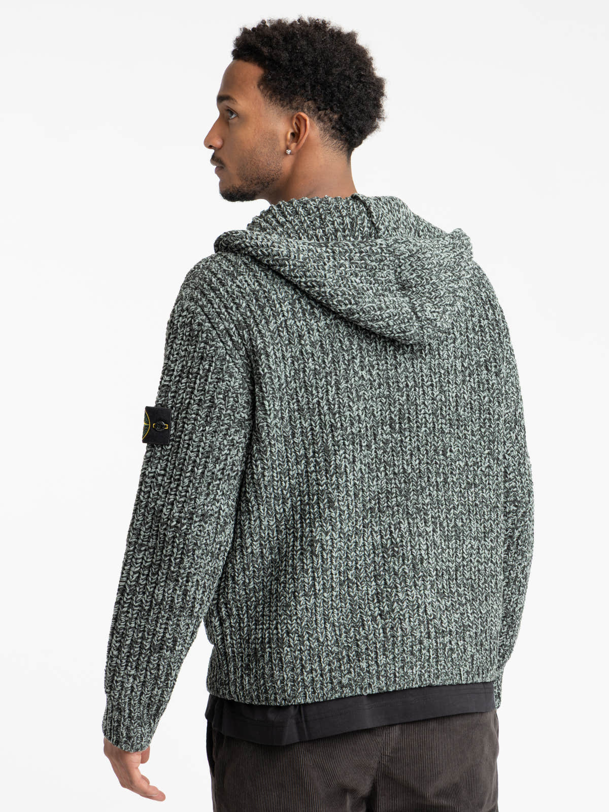 Forest Green Logo-Patch Zip-Up Hoodie