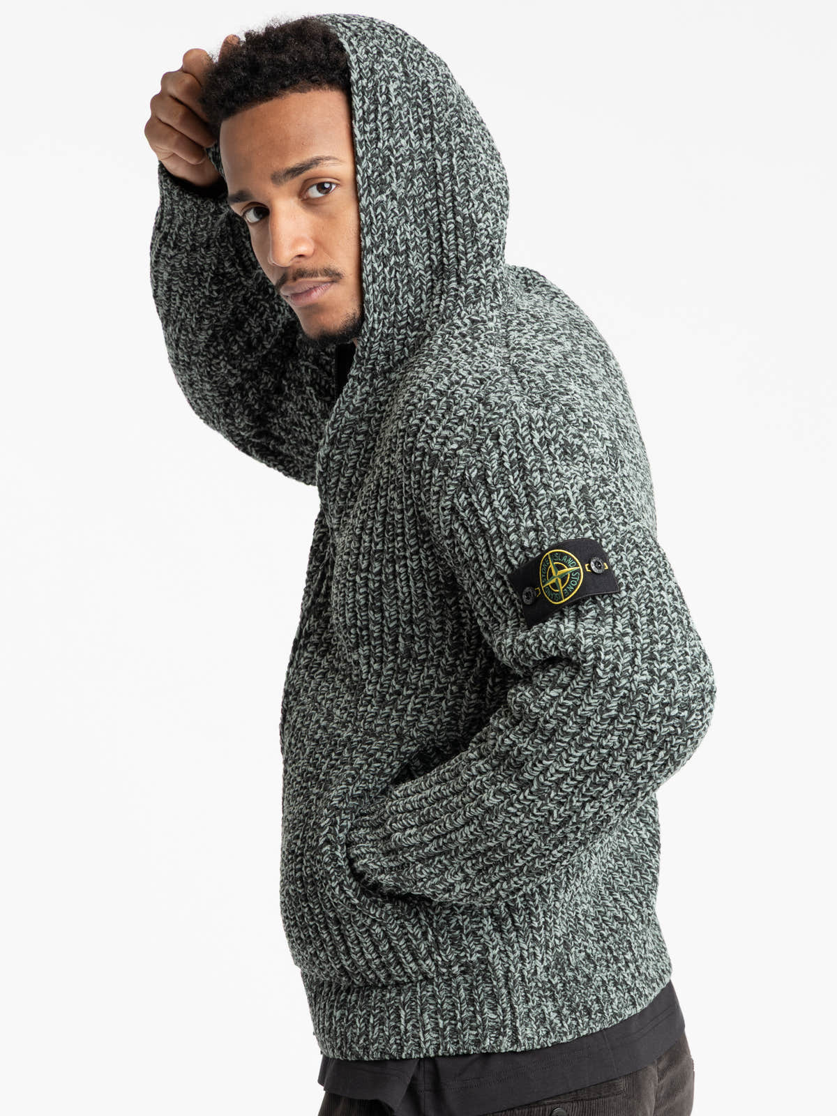 Forest Green Logo-Patch Zip-Up Hoodie
