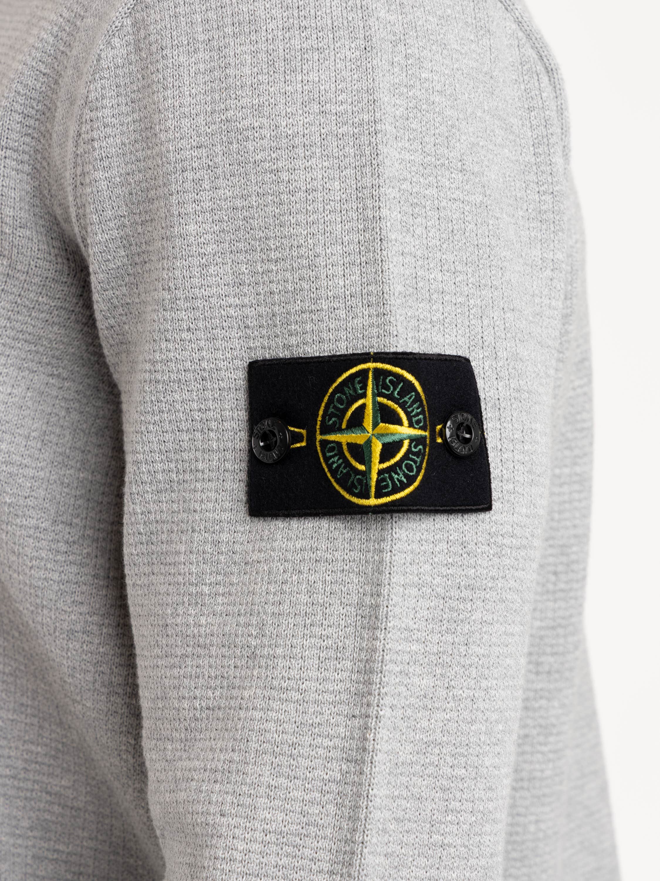 Grey Loose-Fit Long Sleeve Polo with Ribbed Trims