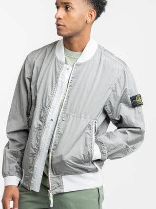 Stone Island Grey Nylon Metal Bomber Jacket