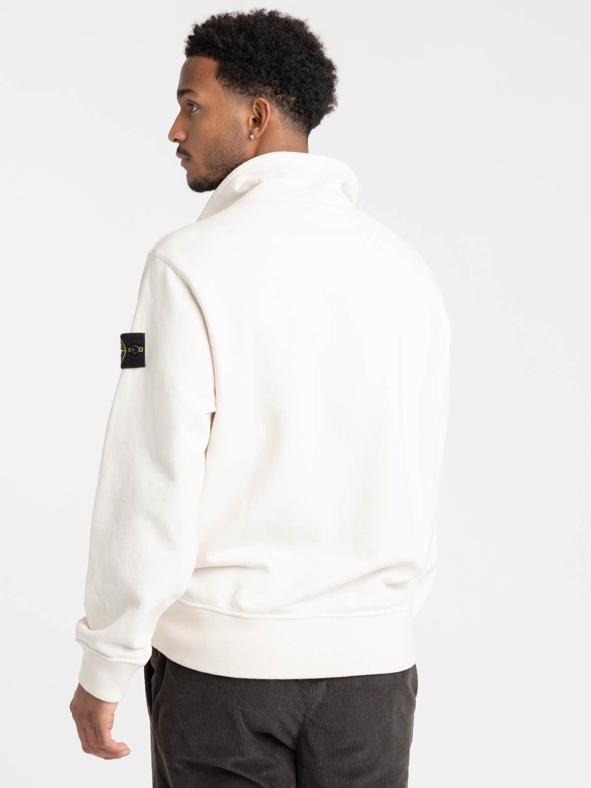 Ivory Brushed Cotton Fleece Half-Zip Sweatshirt