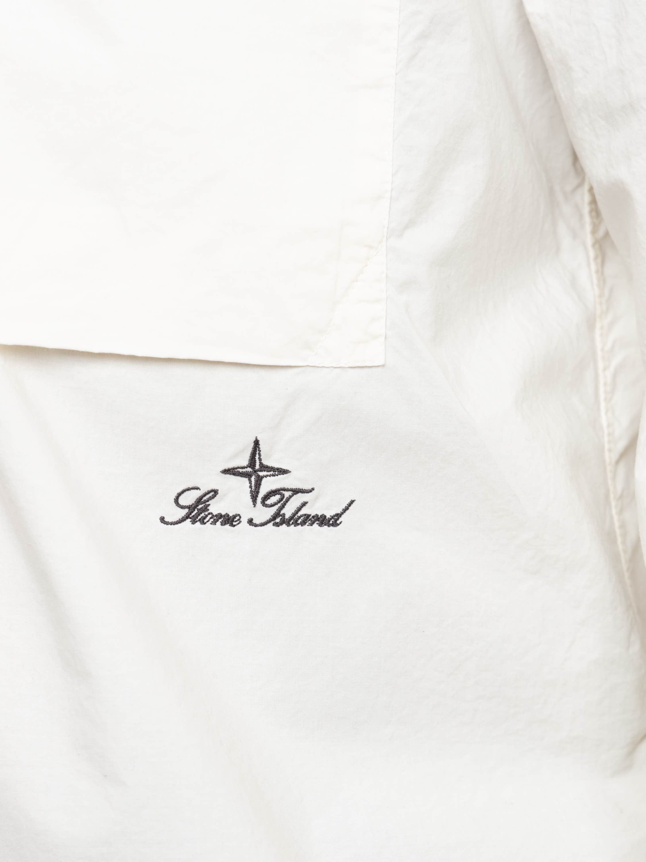 Ivory Organic Cotton Oxford Long-sleeve Shirt with Logo Embroidery