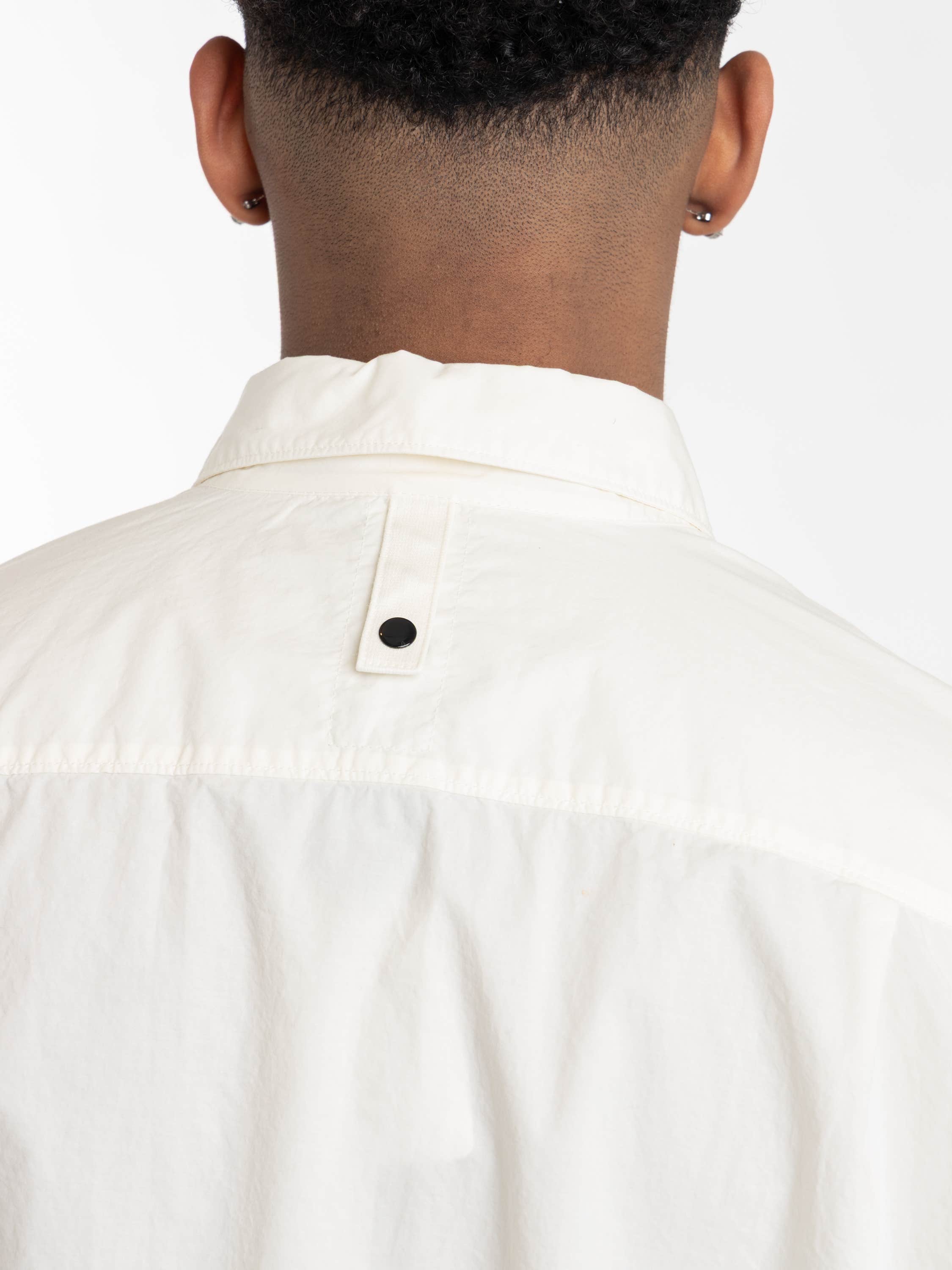 Ivory Organic Cotton Oxford Long-sleeve Shirt with Logo Embroidery