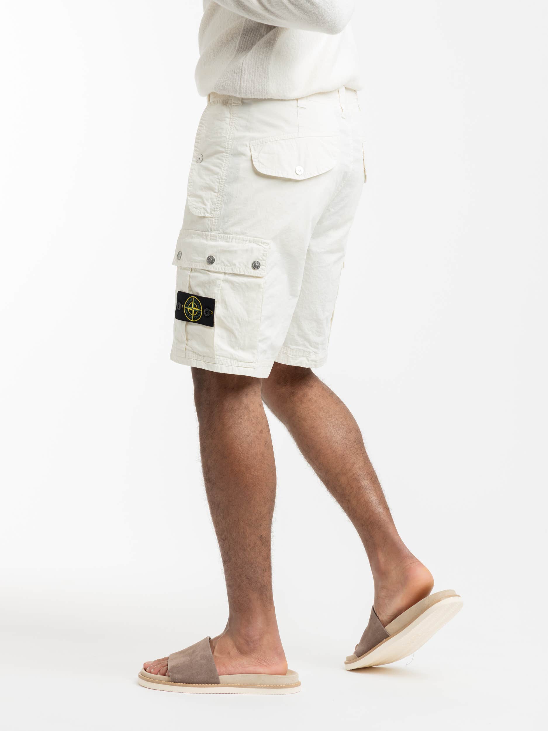 Ivory Ripstop Cotton Cargo Bermuda Short