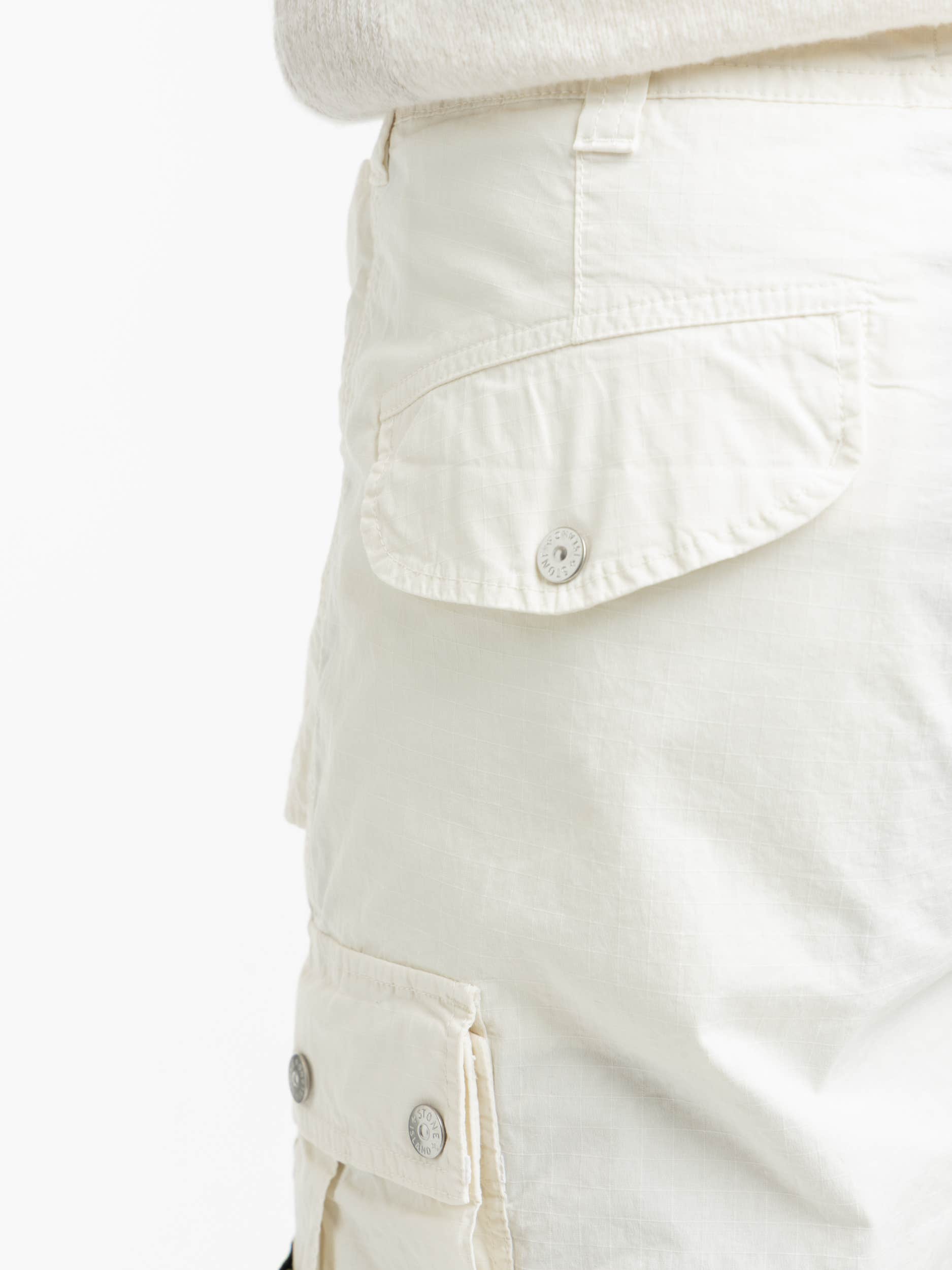 Ivory Ripstop Cotton Cargo Bermuda Short