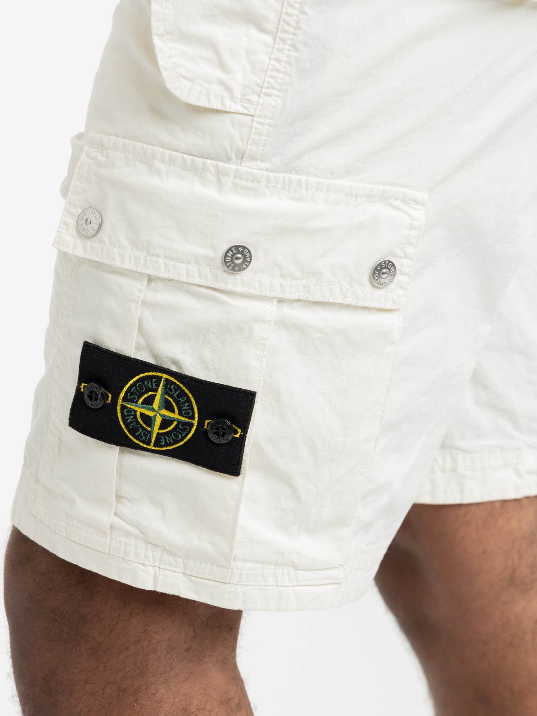Ivory Ripstop Cotton Cargo Bermuda Short