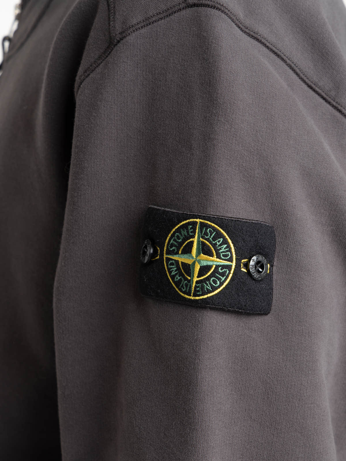 Lead Grey Brushed Cotton Fleece Half-Zip Sweatshirt