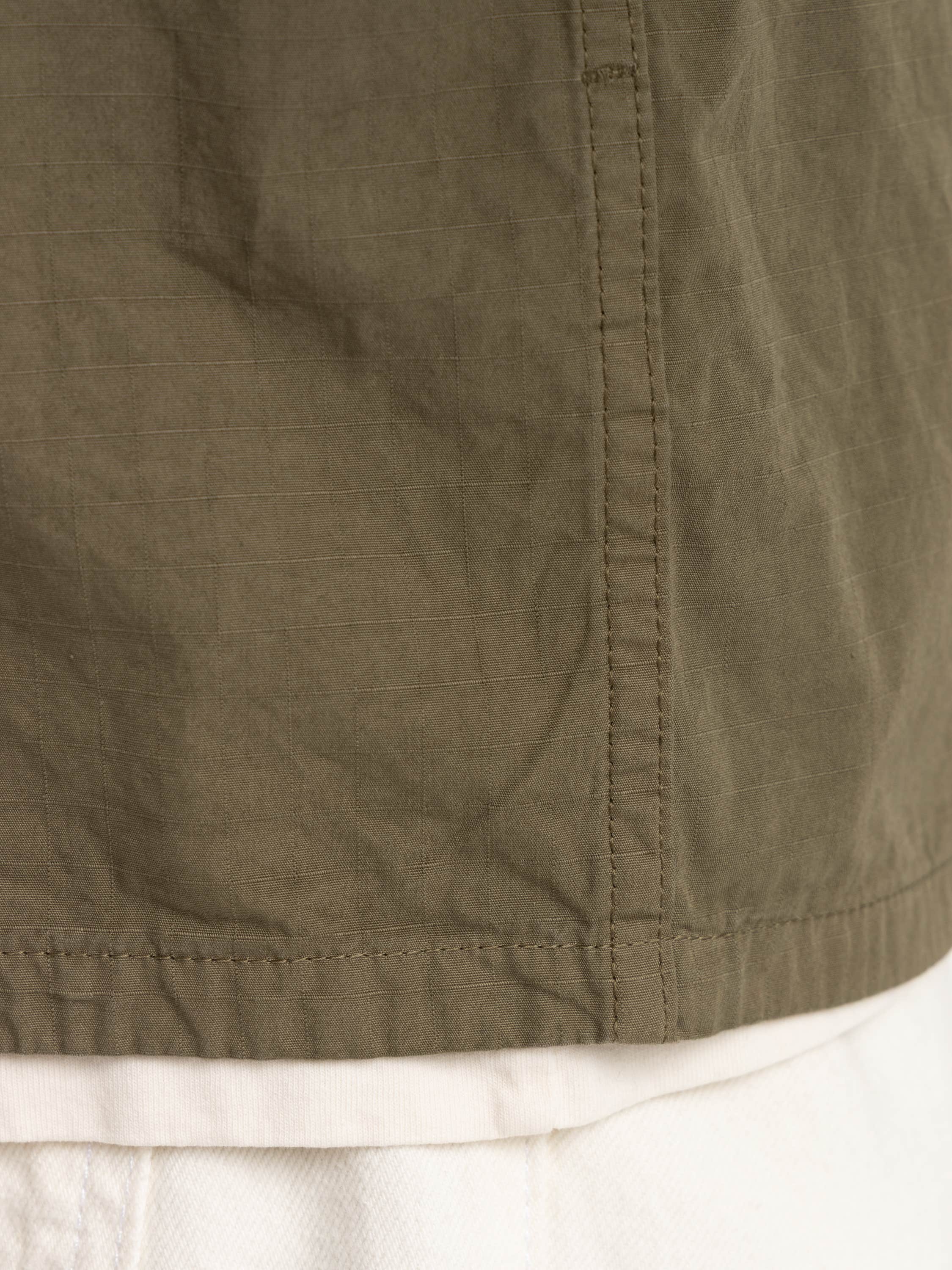 Military Green Mercerised Organic Cotton Ripstop Overshirt