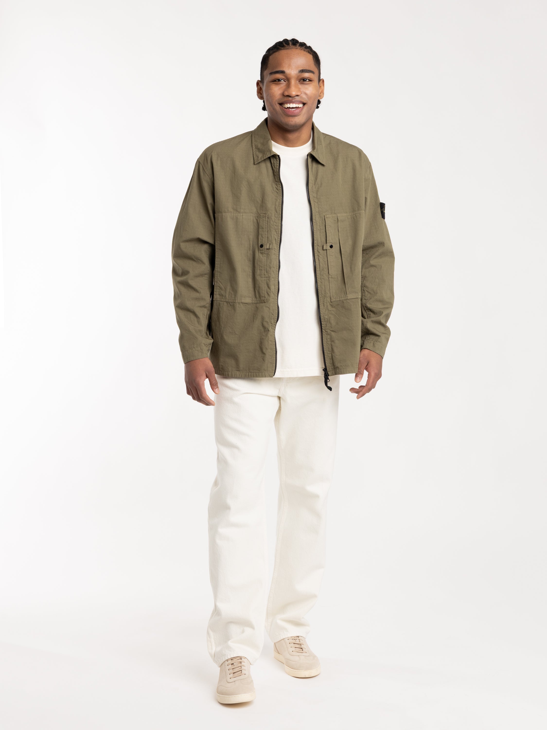 Military Green Mercerised Organic Cotton Ripstop Overshirt – The